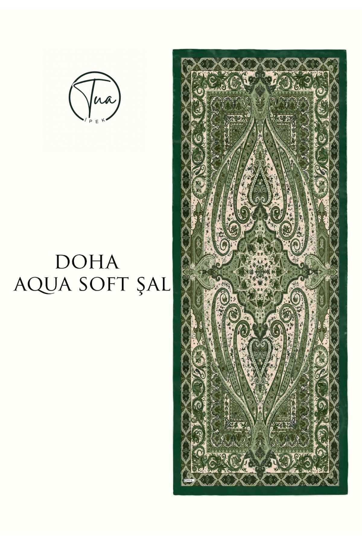TUA İPEK DOHA AQUA SOFT COTON ŞAL - ETNİK Desenli