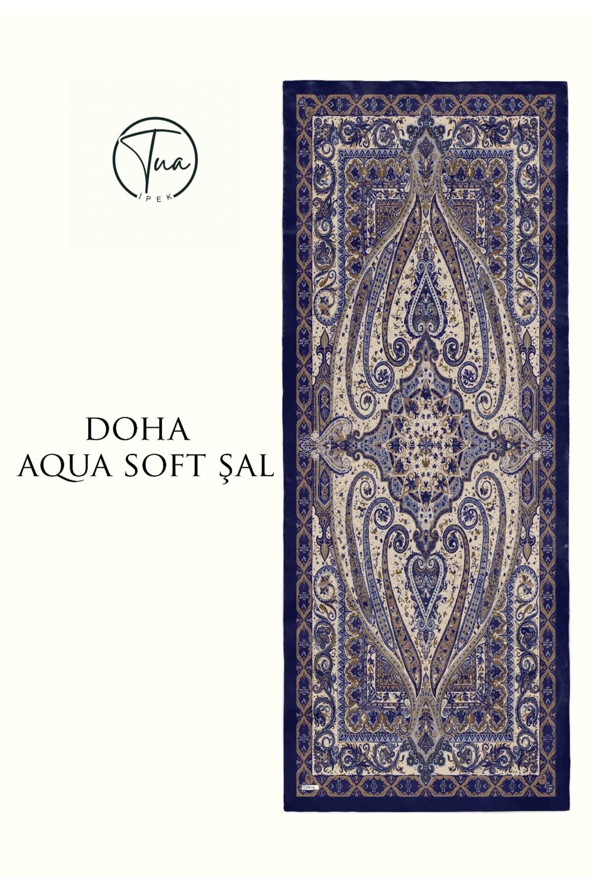 TUA İPEK DOHA AQUA SOFT COTON ŞAL - ETNİK Desenli