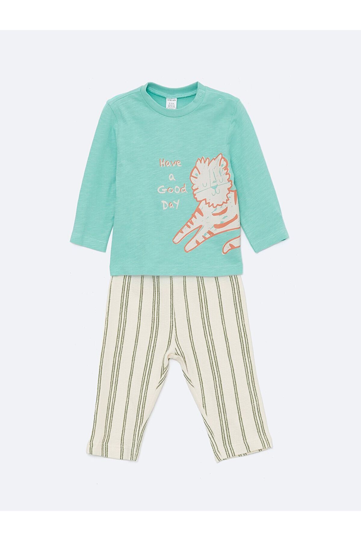 LC Waikiki Bisiklet Yaka Erkek Bebek Tişört ve Pantolon 2'li Takım