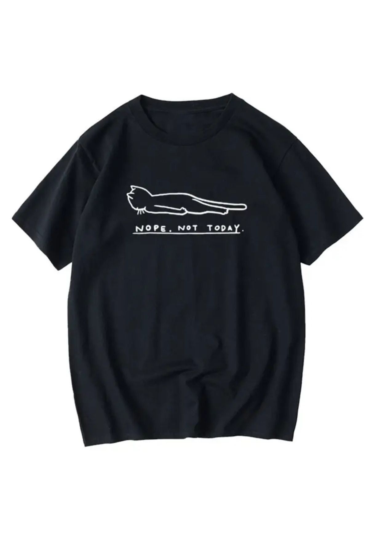 CLASİVA Unisex Nope Not Today Oversize Bisiklet Yaka T-shirt