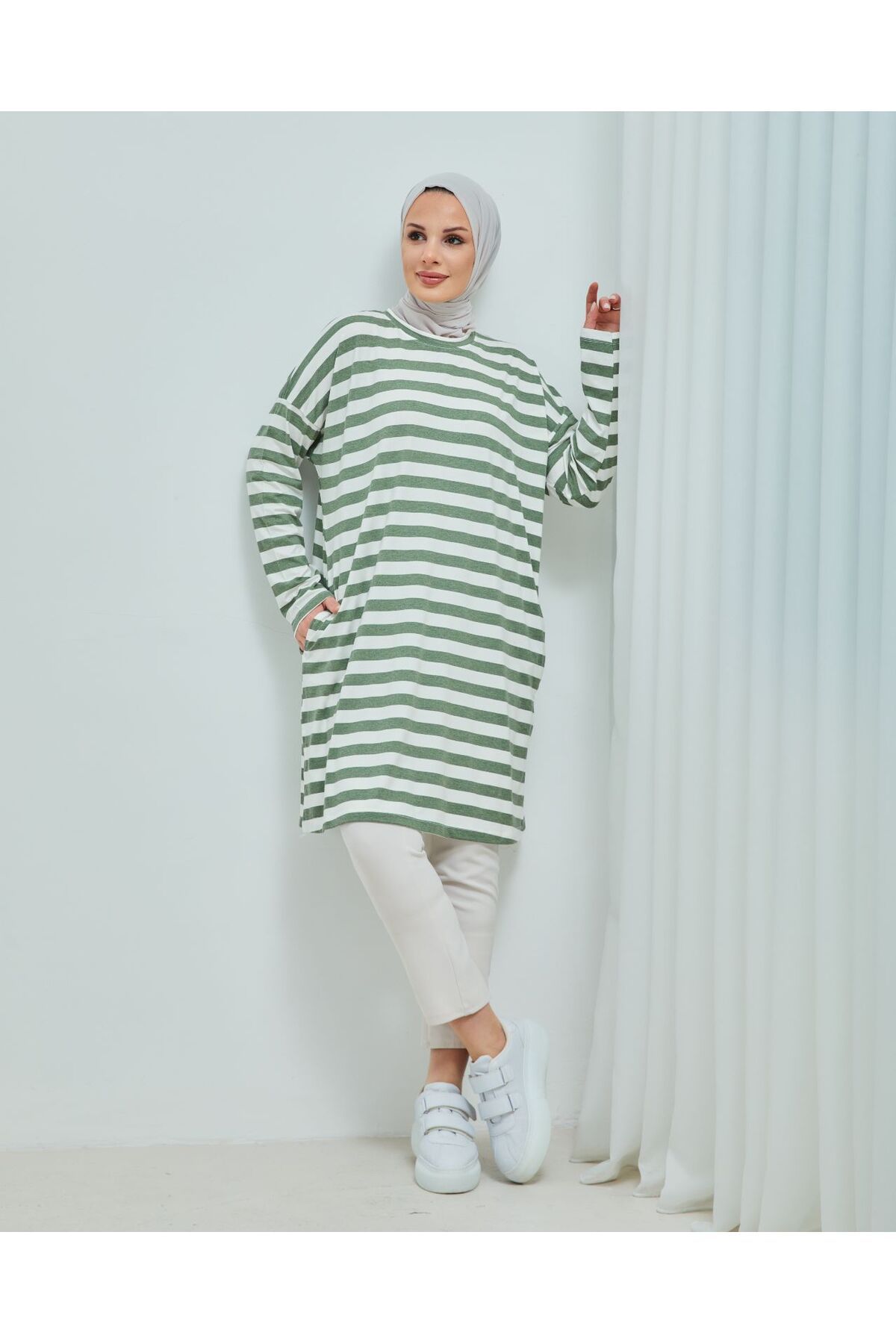 ALMİNA CEPLİ PAMUK VİSKON TUNİK
