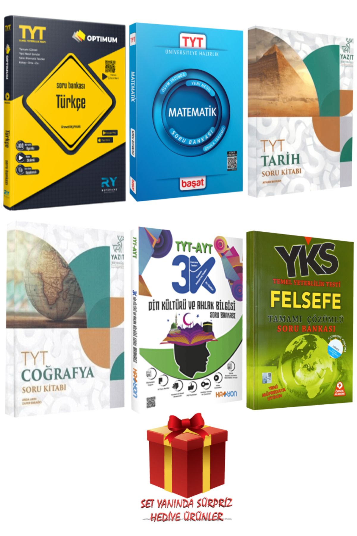 Başat Yayınları TYT Seti: Türkçe+Matematik+Tarih+Coğrafya+Din Kültürü ve Ahlak Bilgisi+Felsefe Soru Bankası+Hediye