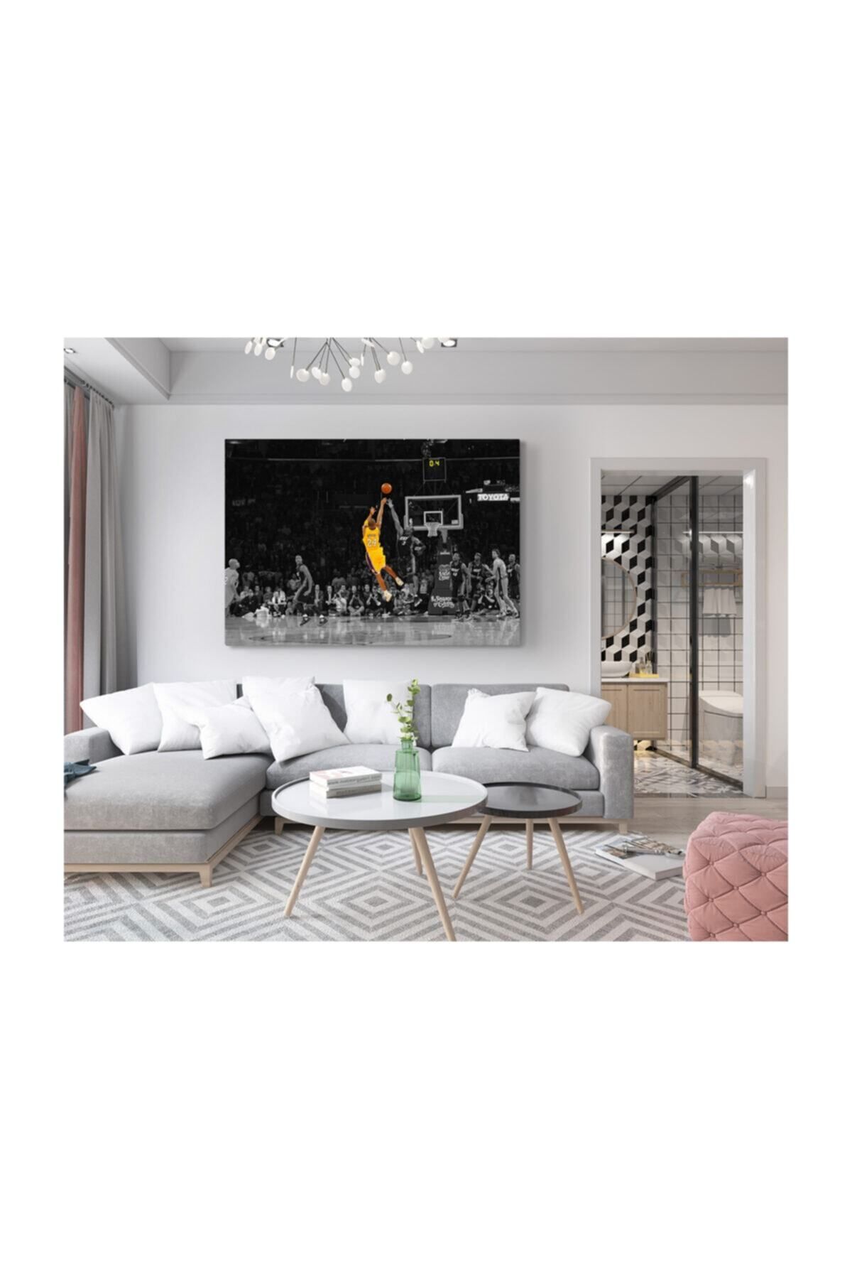 Meteor Galeri Kobe Bryant Basketbolcu Resimli Sarı Siyah Kanvas Tablo 35x50 Cm