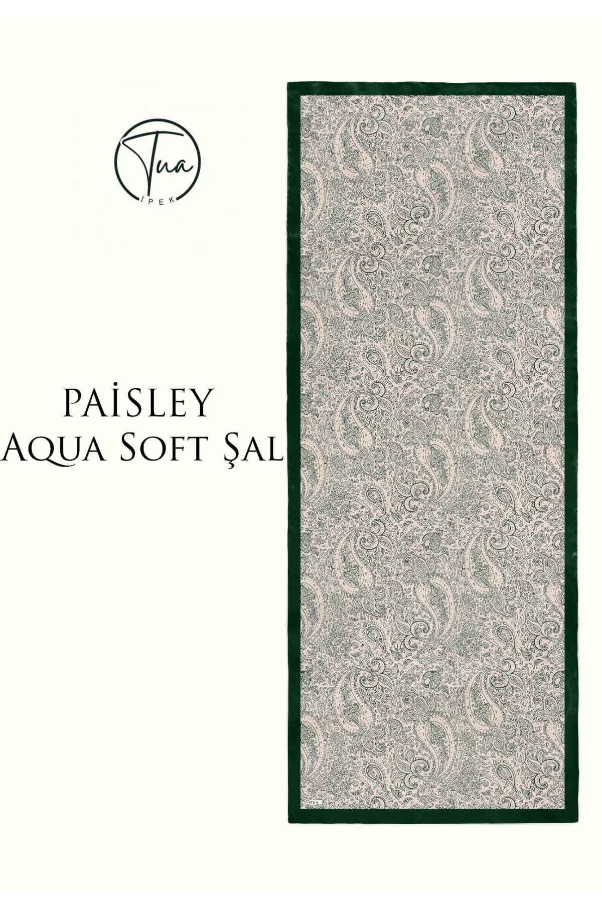 TUA İPEK PAİSLEY AQUA SOFT COTON ŞAL - ETNİK Desenli