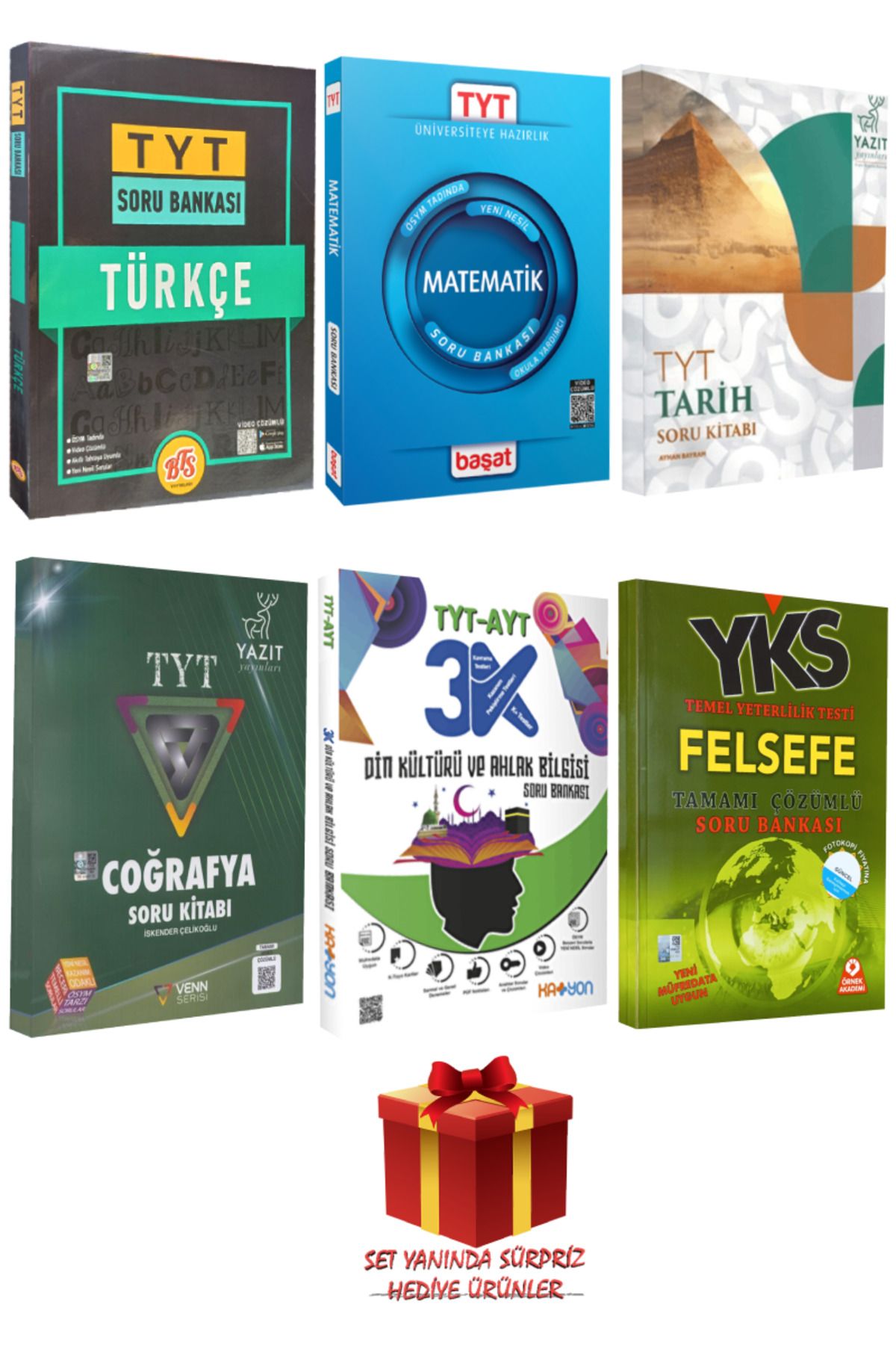 Başat Yayınları TYT Seti: Türkçe+Matematik+Tarih+Coğrafya+Din Kültürü ve Ahlak Bilgisi+Felsefe Soru Bankası+Hediye