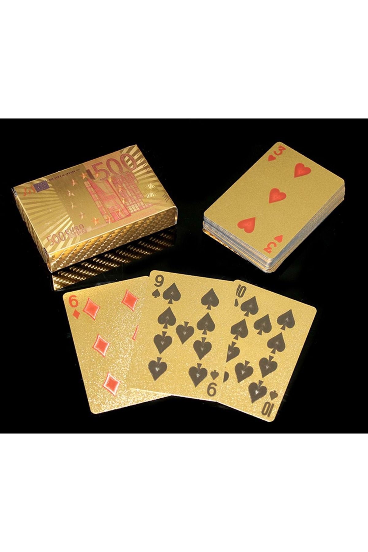 Store Euro Tasarımlı Altın İskambil Oyun Kartı 9*6 Cm