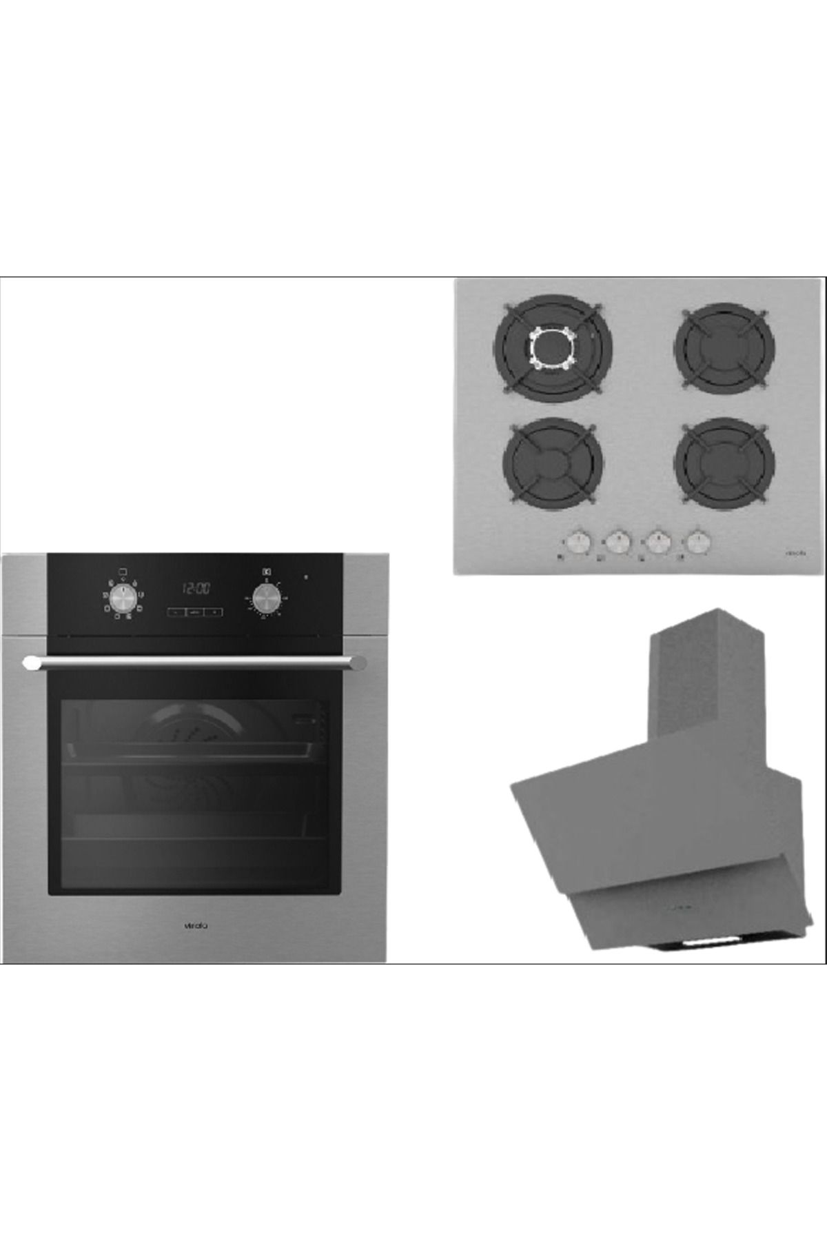 Vinola Gri Camlı Ankastre Set