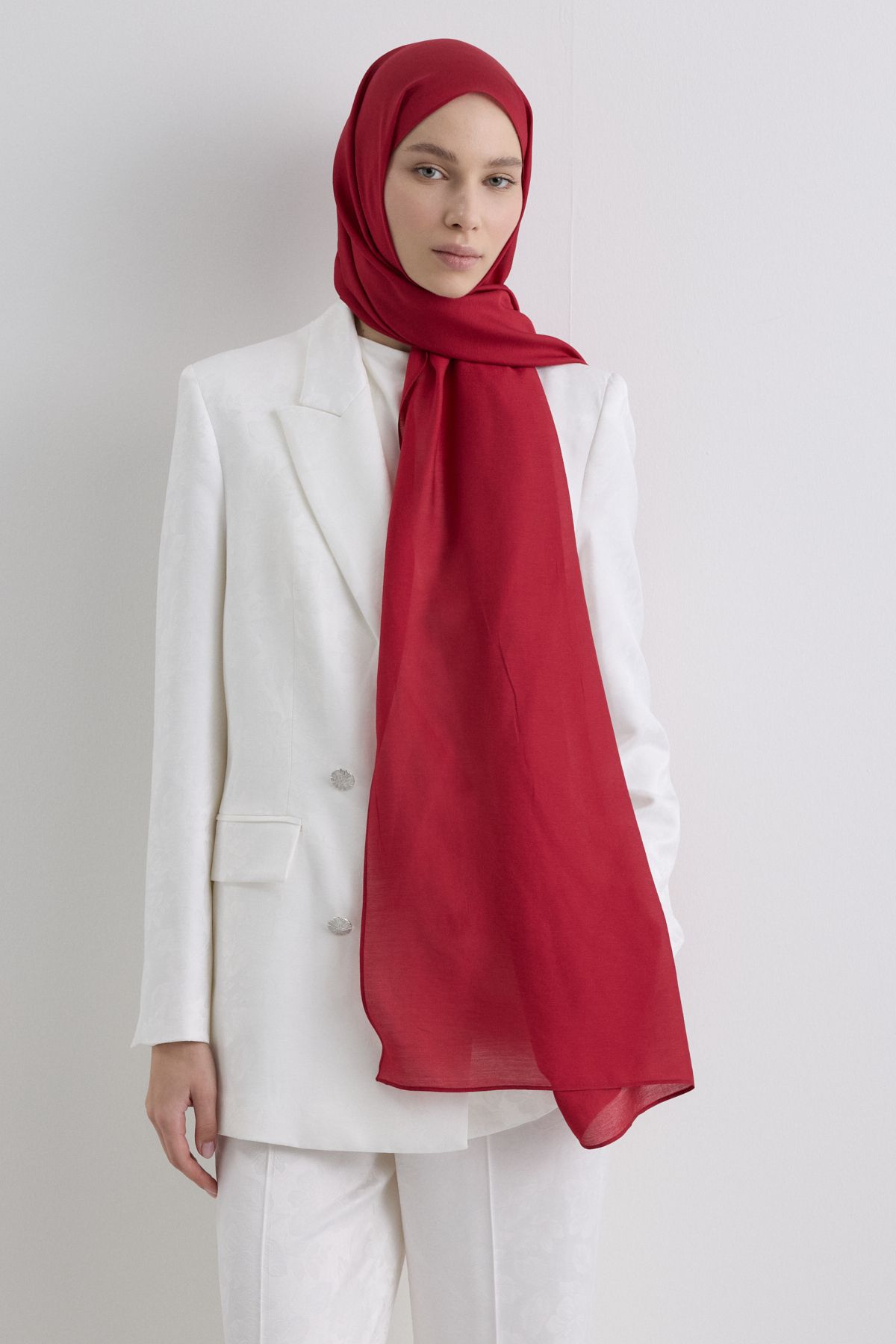 FENZA SCARF Paris İpeği Şal - Kırmızı