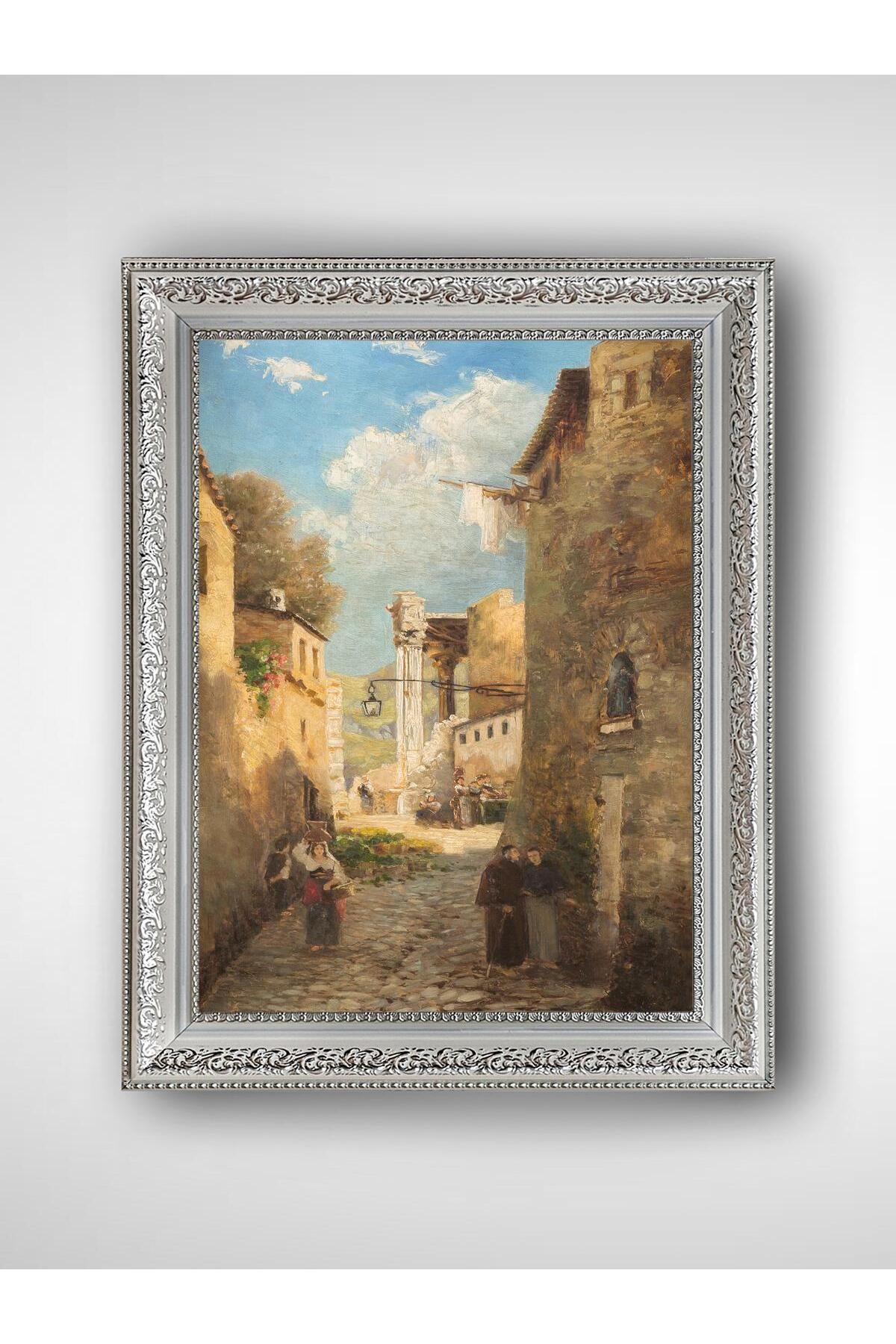 WoodyArts İtalyan Kasabası - Beyaz Vintage Çerçeve