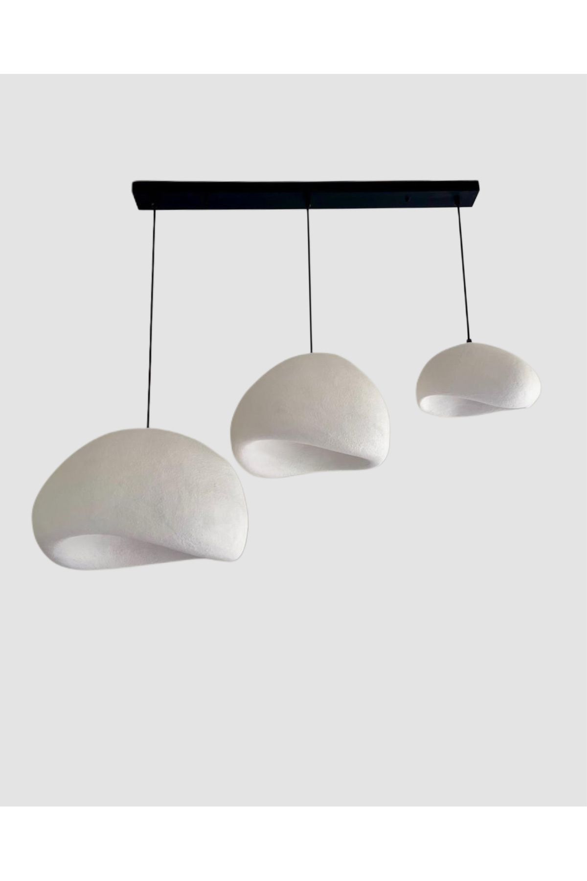 Lunalore Avize Kaya Üçlü Sarkıt Beton Görünümlü Dekoratif Aydınlatma Modern İskandinav Tasarım E27 30-40-50CM