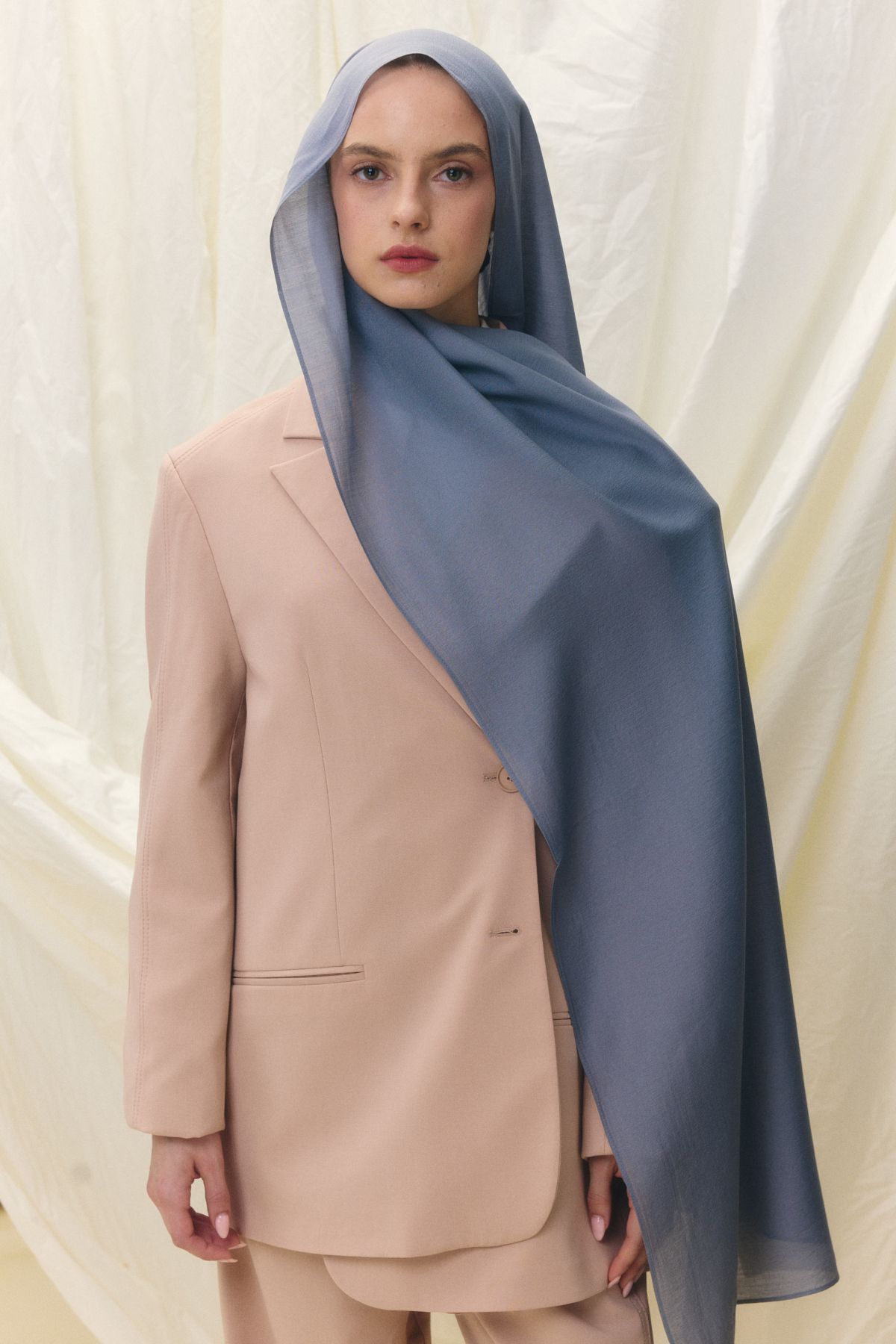 FENZA SCARF Paris İpeği Şal - Kot Mavisi