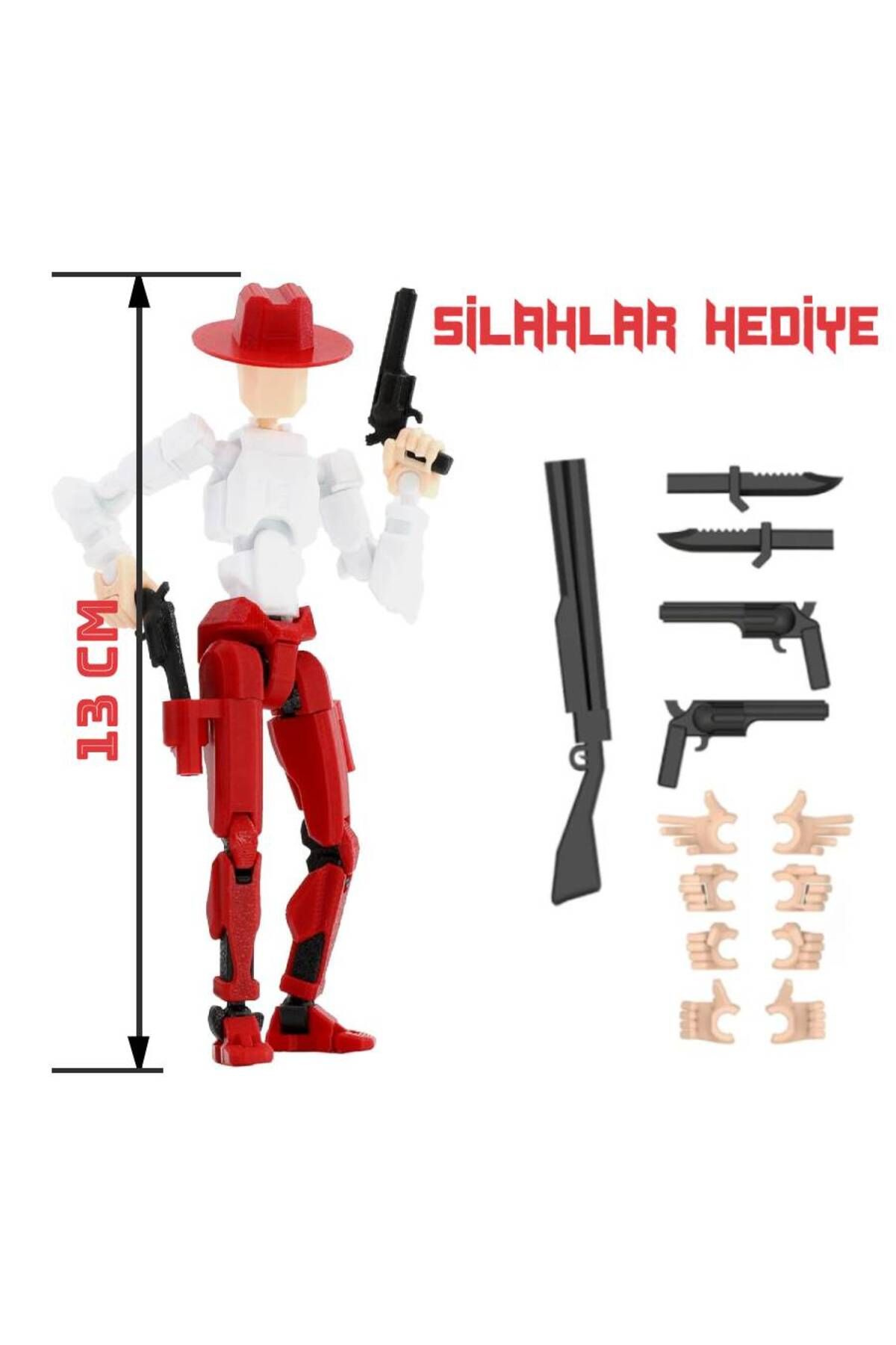 SYK Design Kovboy 13 Dummy Kırmızı Tüm Eklemleri Hareketli Aksiyon Figürü Oyuncak