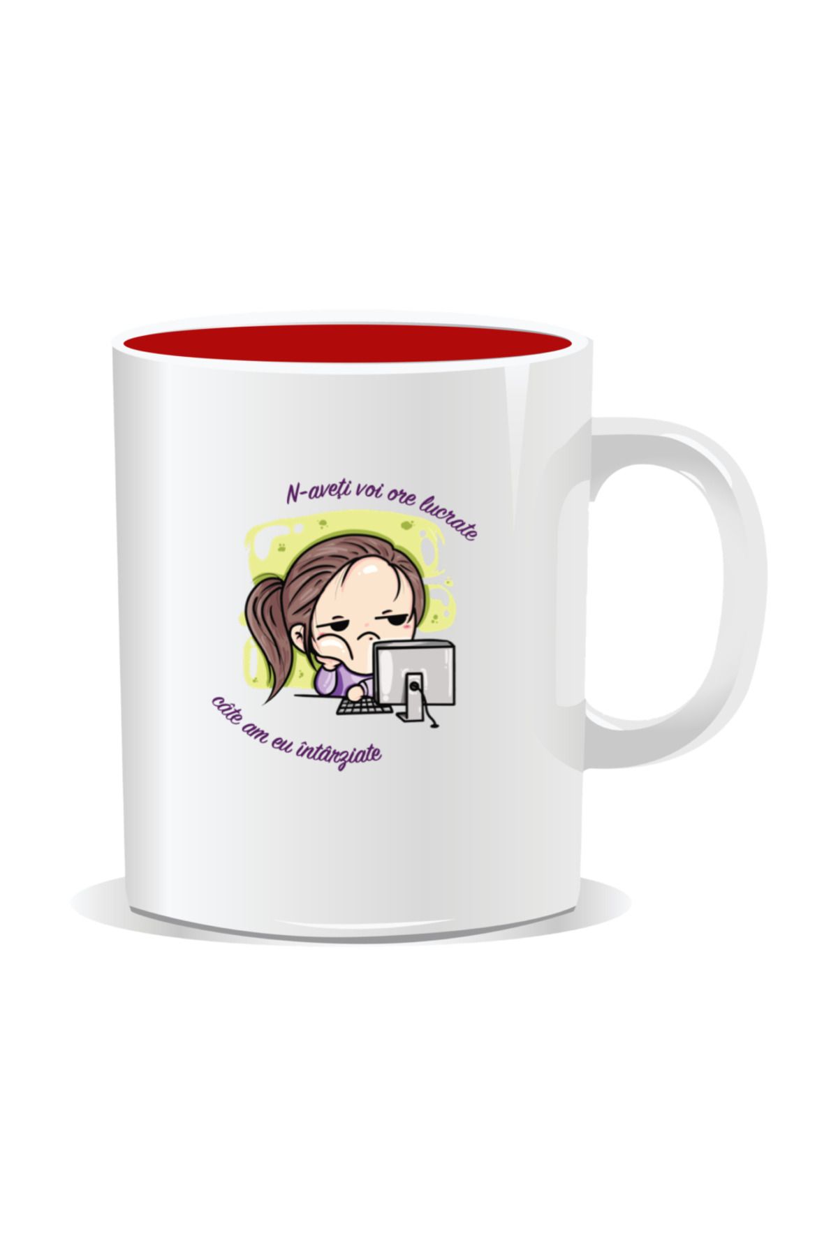 OEM-Personalized mug with funny message, You don't have as many hours as I have working late - Red interior 1