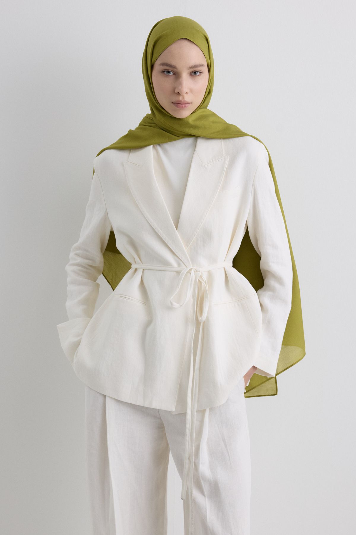 FENZA SCARF Paris İpeği Şal - Lime Yeşil