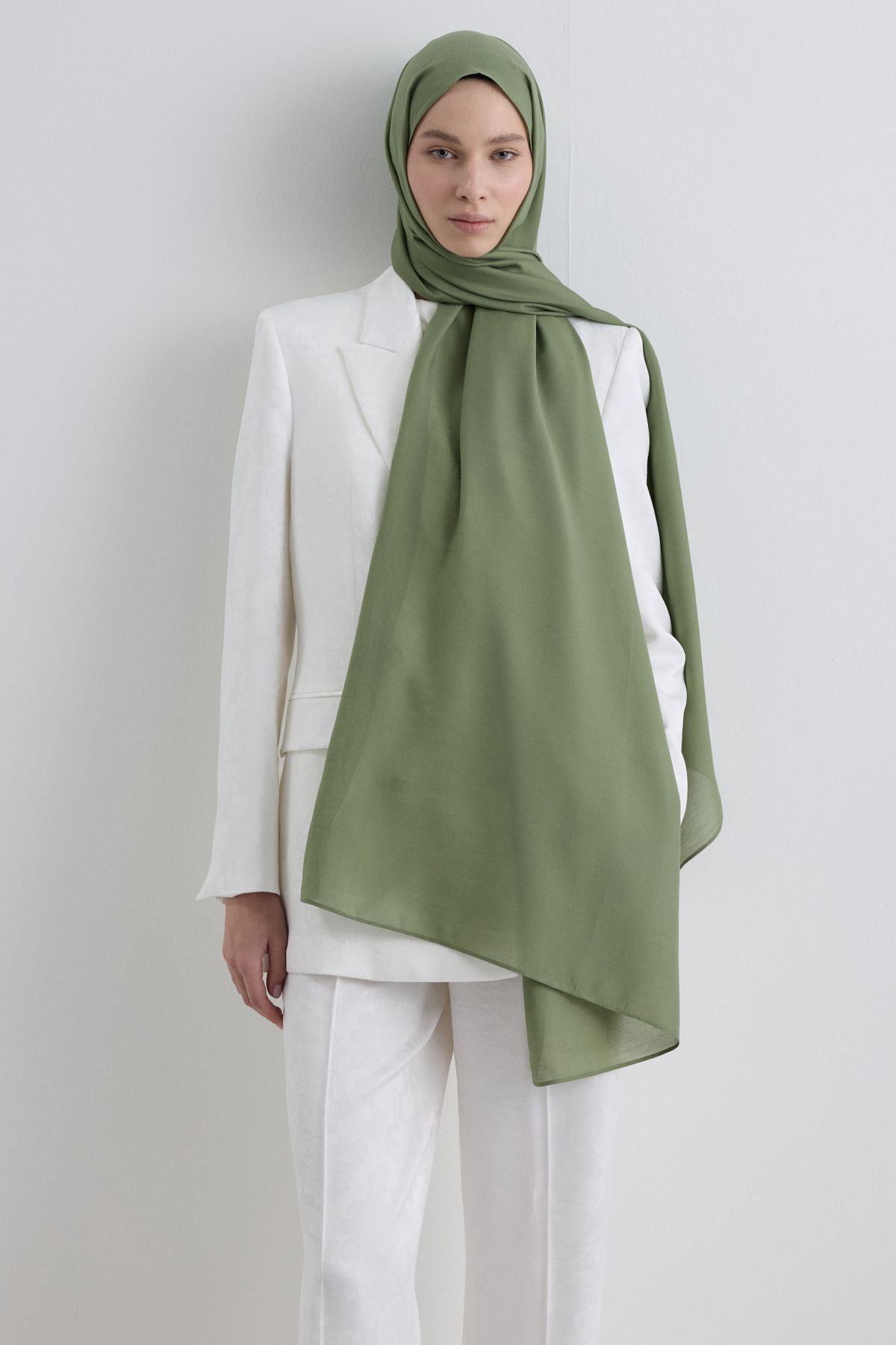 FENZA SCARF Paris İpeği Şal - Açık Haki