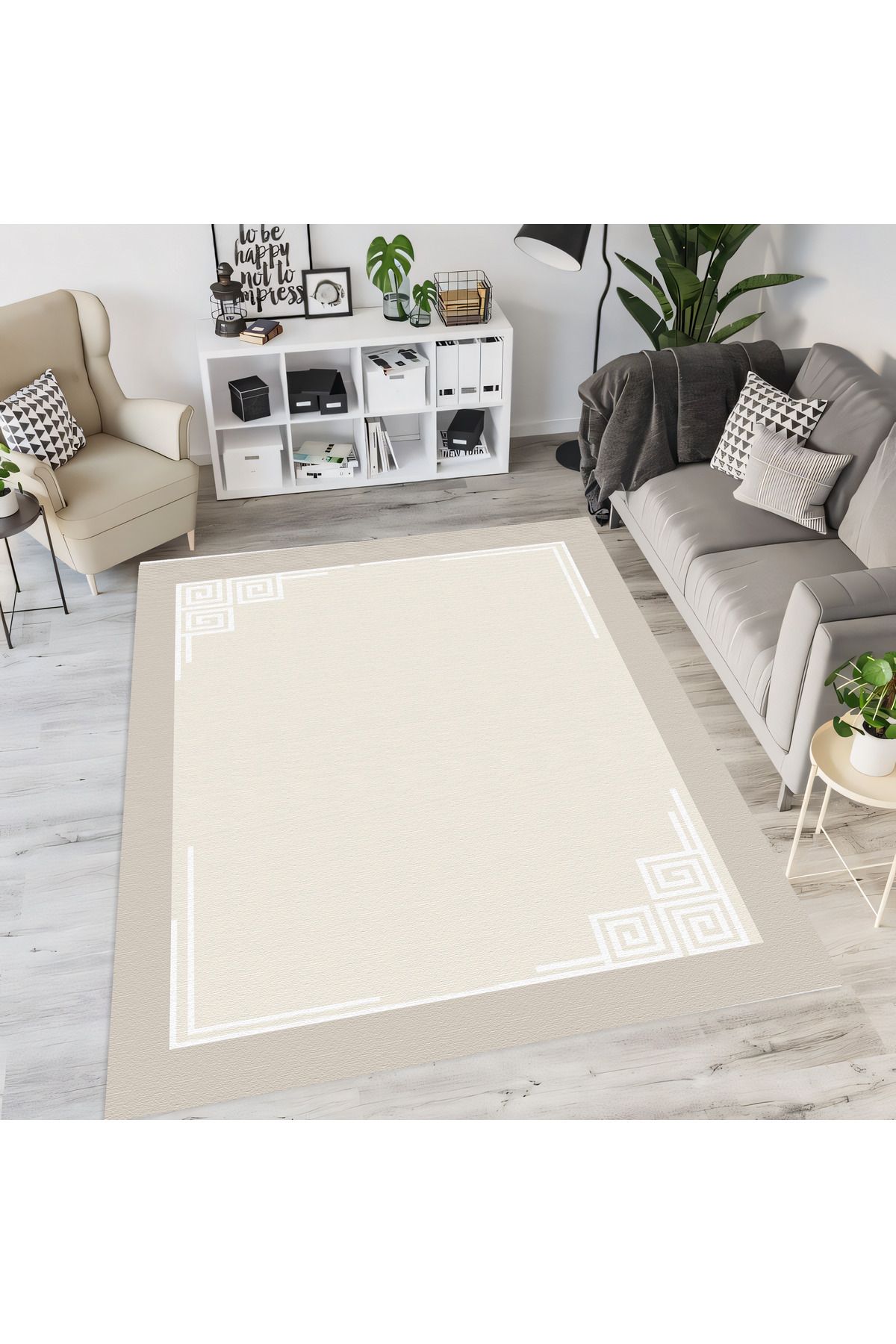 Halı Bej Modern Dijital Baskı Halı DESIGN BY GÜNEŞ