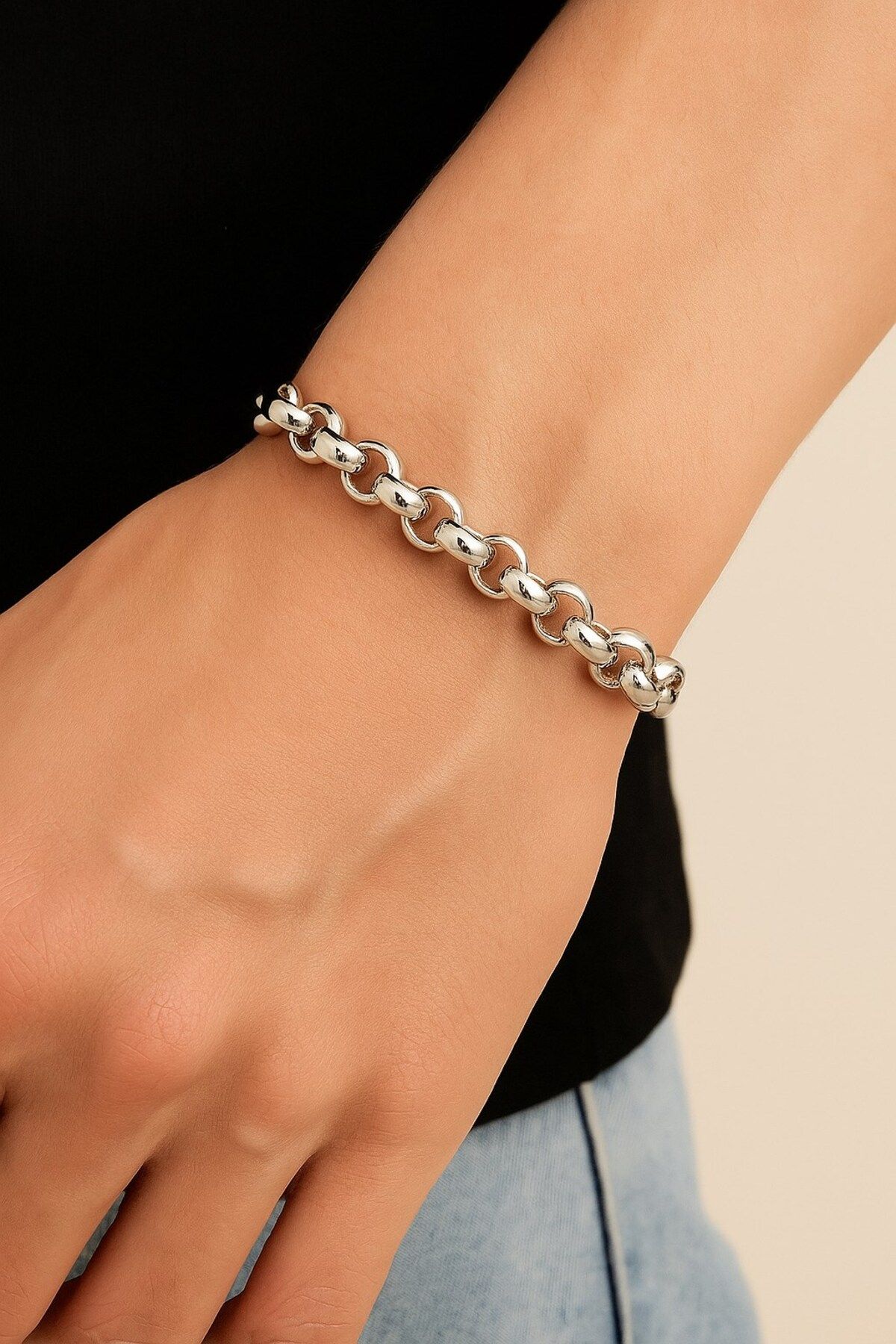 X-Lady Accessories Gümüş Renk Doc Zincir Unisex Çelik Bileklik - 3347