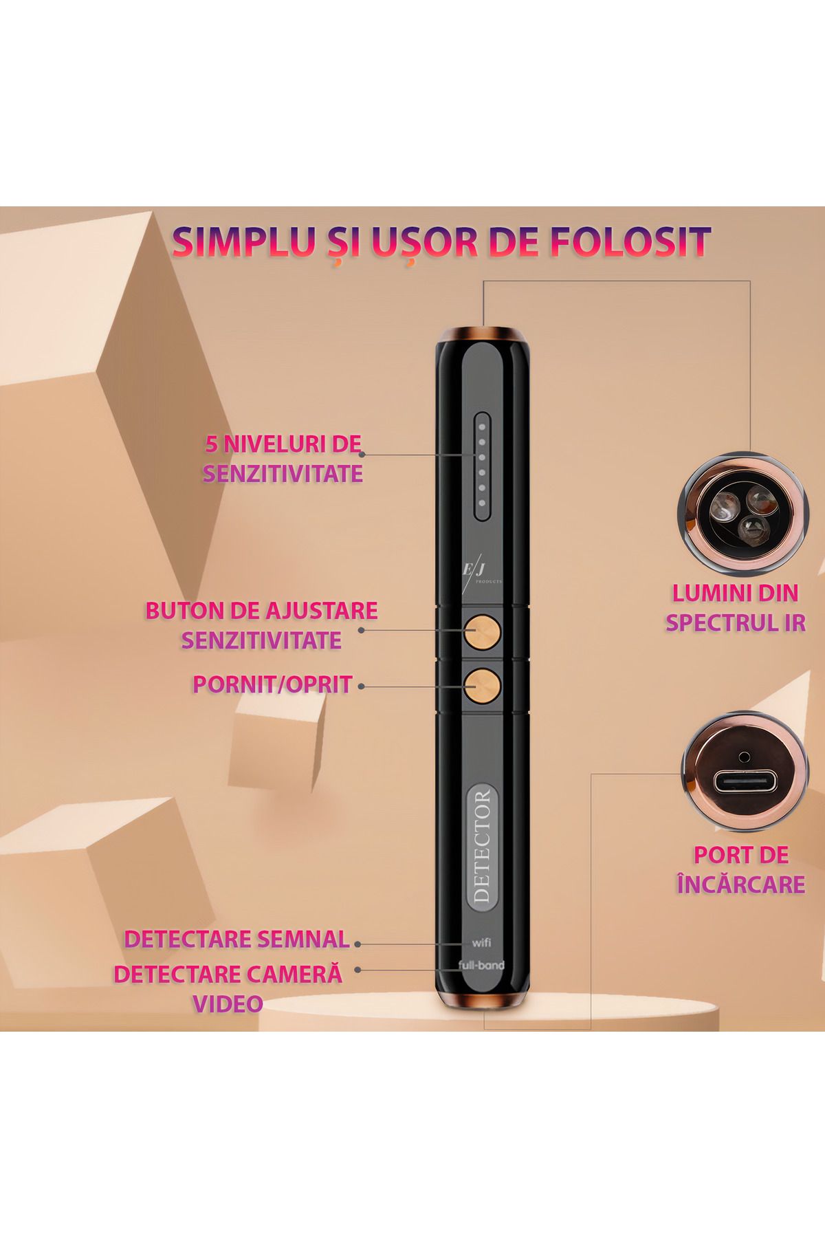 Spionescu-Spy device detector, T13, hidden cameras, microphones, GPS locators, recorders, 25-hour battery life 4