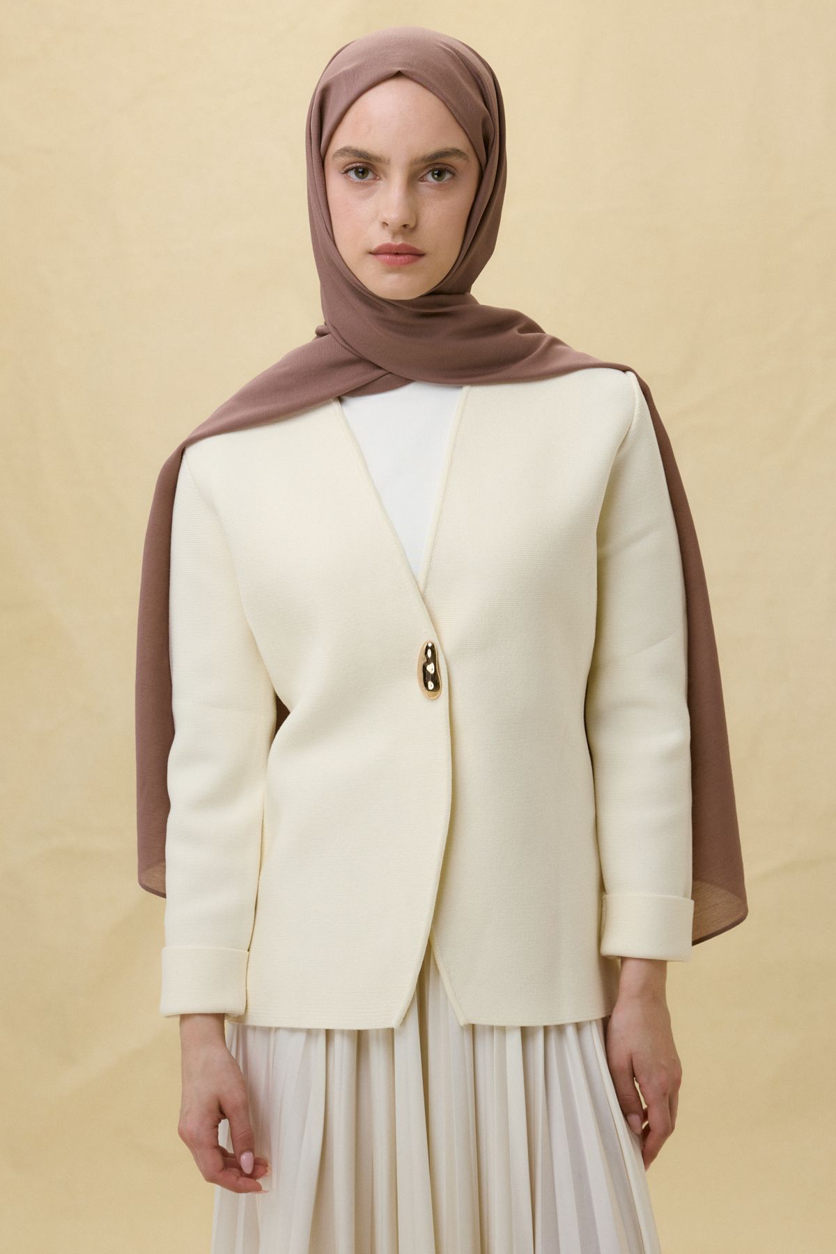 FENZA SCARF Paris İpeği Şal - Pembe Kahve