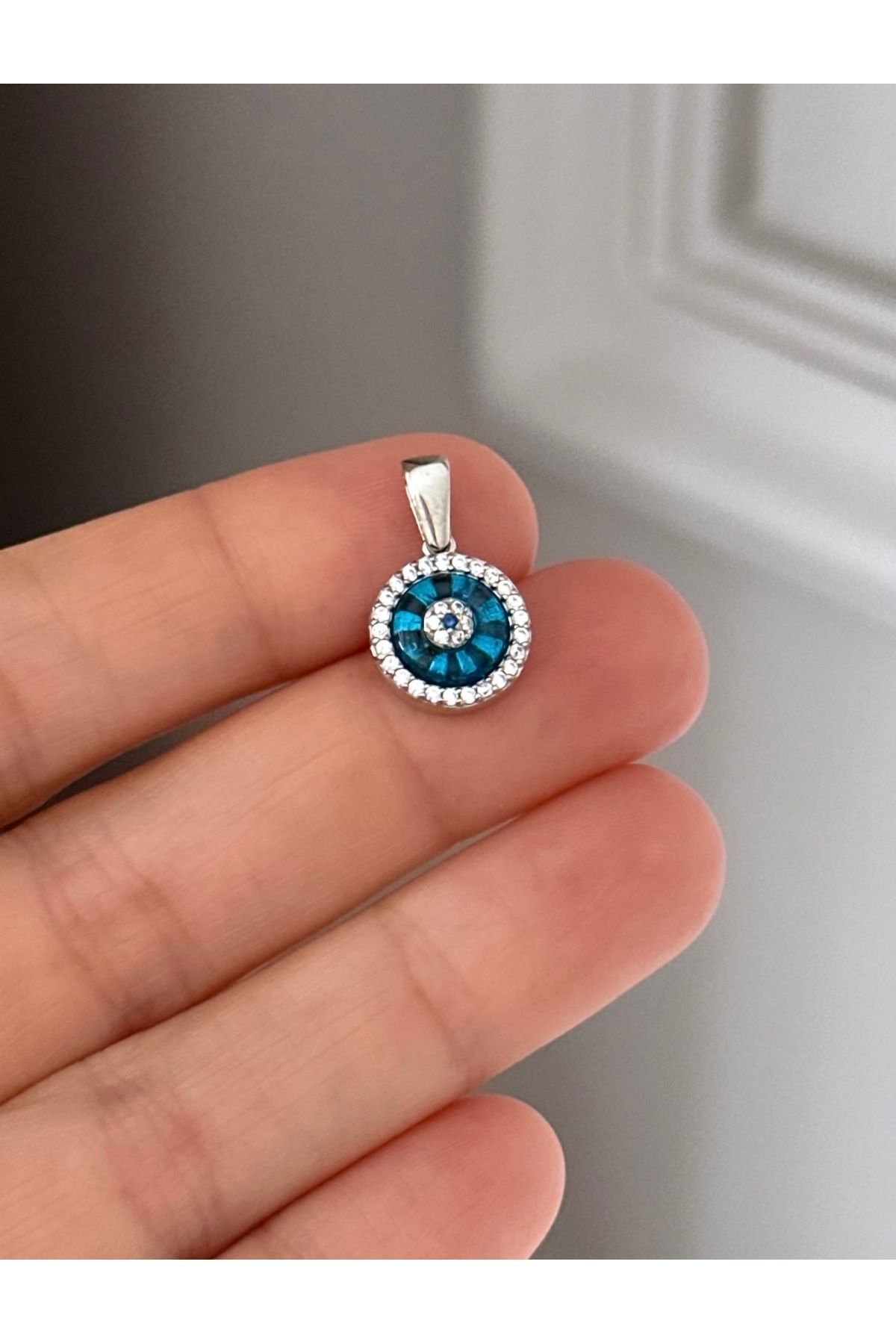 emy by emel luxury silver jewelry Cam Göz Kolye Ucu 925 Ayar Gümüş