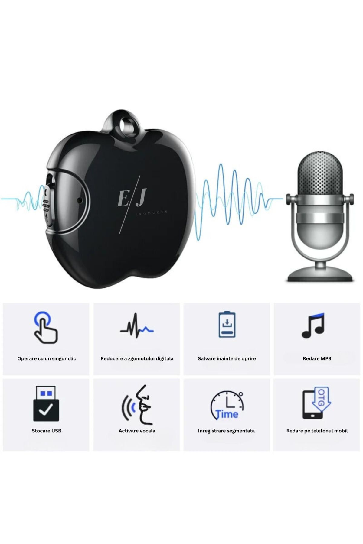 Spionescu-Mini keychain voice recorder, Q36, 16 GB, 20 hours of autonomy, 192 hours of recording storage 2