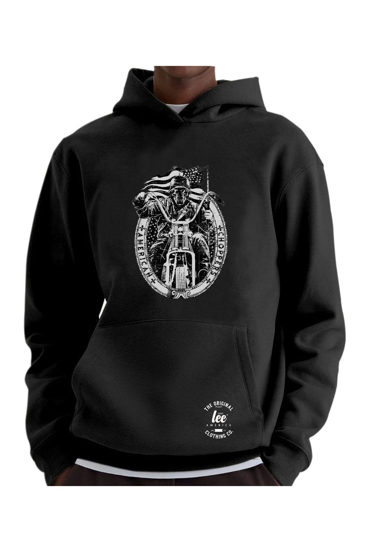 centlee america kapüşonlu sweatshirt erkek unisex spor oversize kalıp uzun kollu