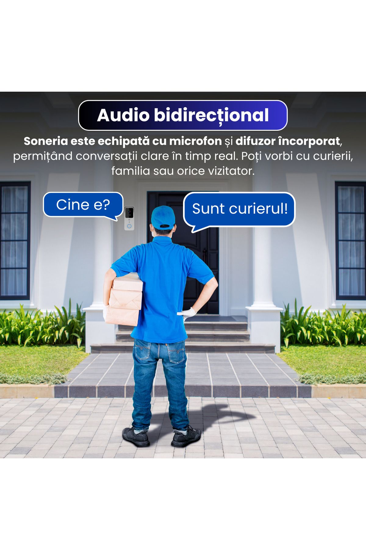 Spionescu-Smart doorbell with HD camera, IR night vision, two-way audio, motion detection, app control 5