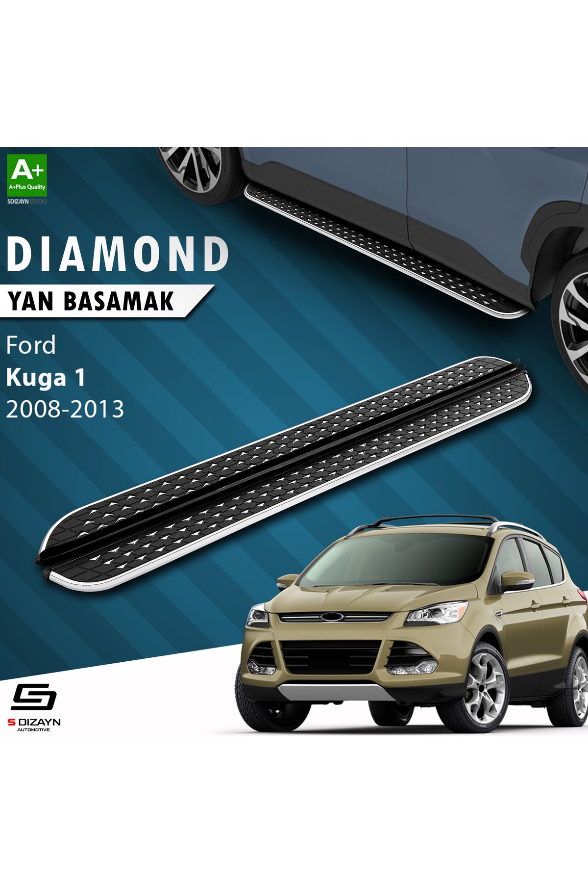Life Tuning S-Dizayn Ford Kuga 1 Diamond Krom Yan Basamak 183 Cm 2008-2012 A+ Kalite