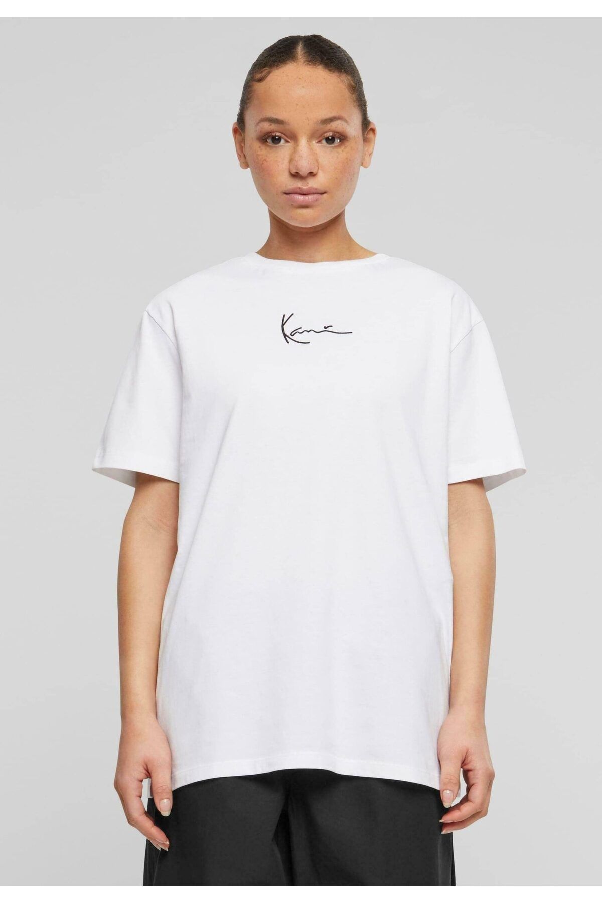ELNOYA Unisex Pamuklu Beyaz Oversize Sade Minimalist Bisiklet Yaka Rahat T-shirt