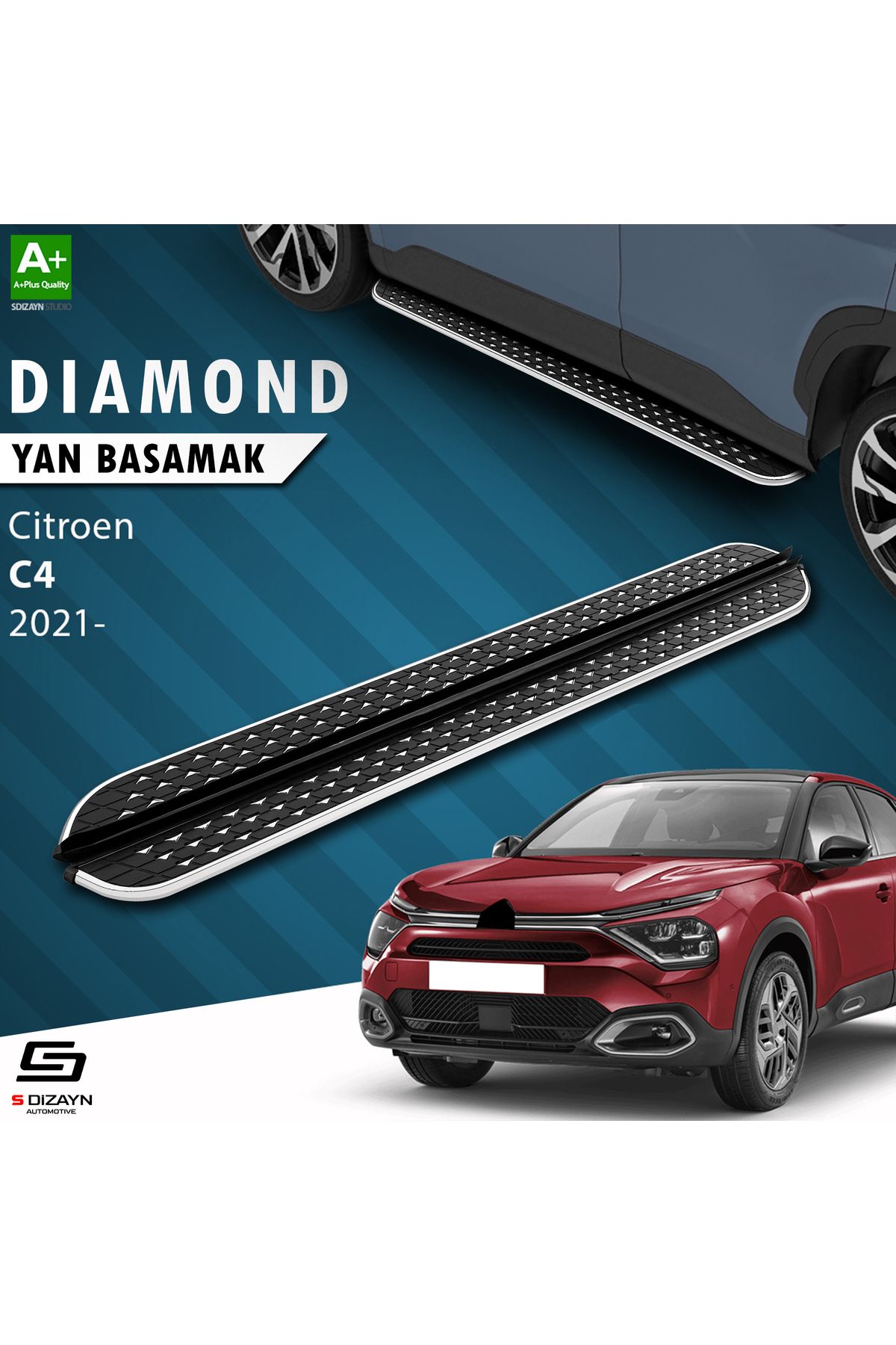 Life Tuning S-Dizayn Citroen C4 3 Diamond Krom Yan Basamak 183 Cm 2021 Üzeri A+ Kalite