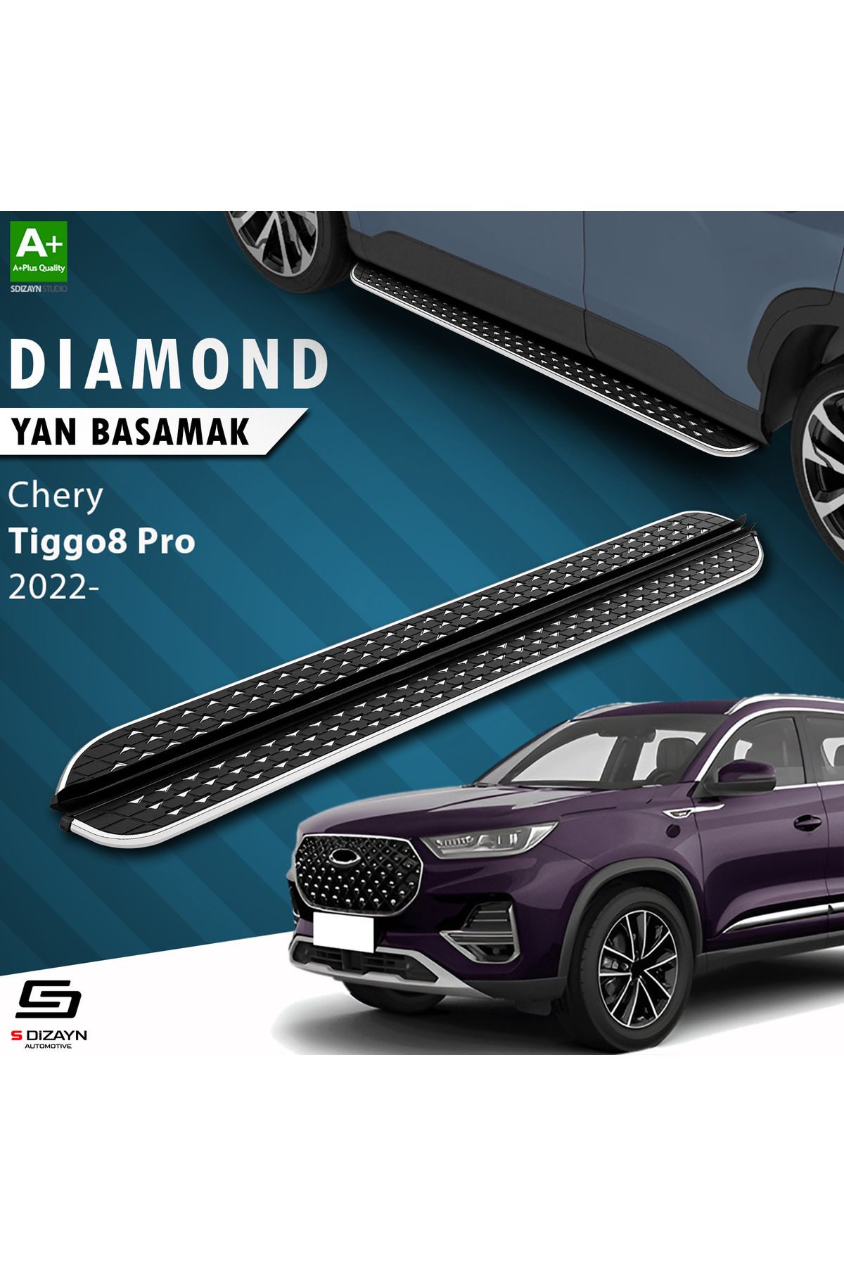 Life Tuning S-Dizayn Chery Tiggo8 Pro Diamond Krom Yan Basamak 183 Cm 2022 Üzeri A+ Kalite