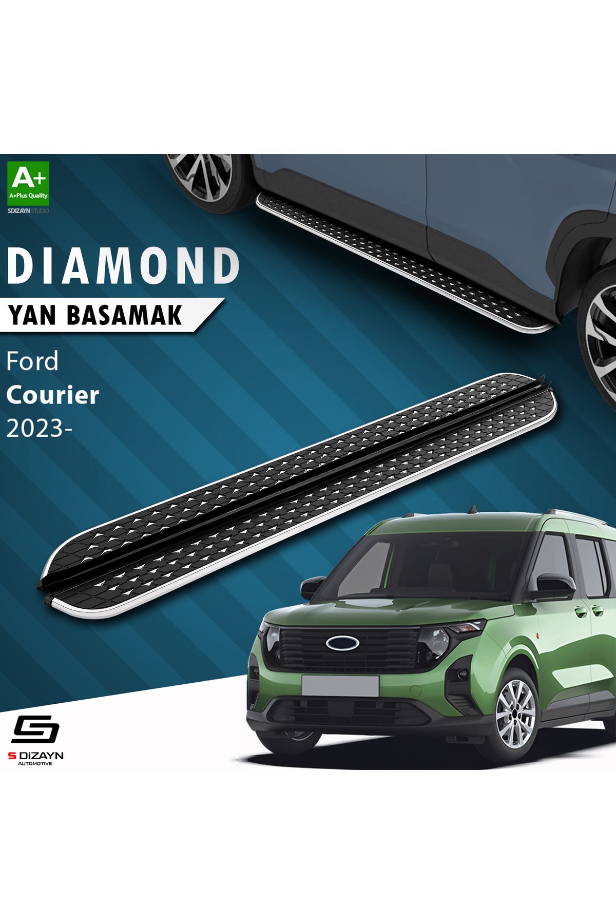 Life Tuning S-Dizayn Ford Courier 2 Diamond Krom Yan Basamak 183 Cm 2023 Üzeri A+ Kalite