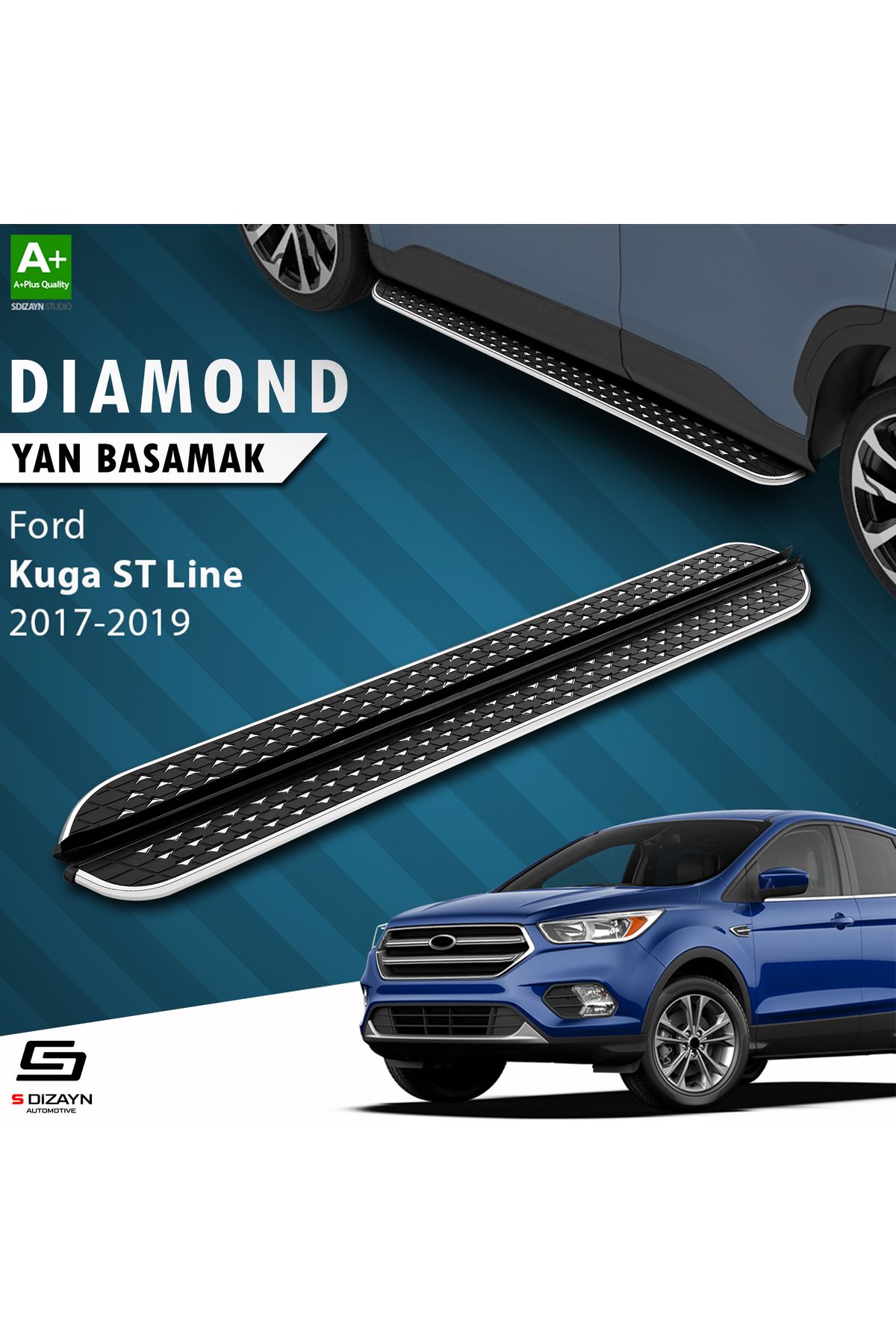 Life Tuning S-Dizayn Ford Kuga 2 ST-Line Diamond Krom Yan Basamak 183 Cm 2017-2019 A+ Kalite