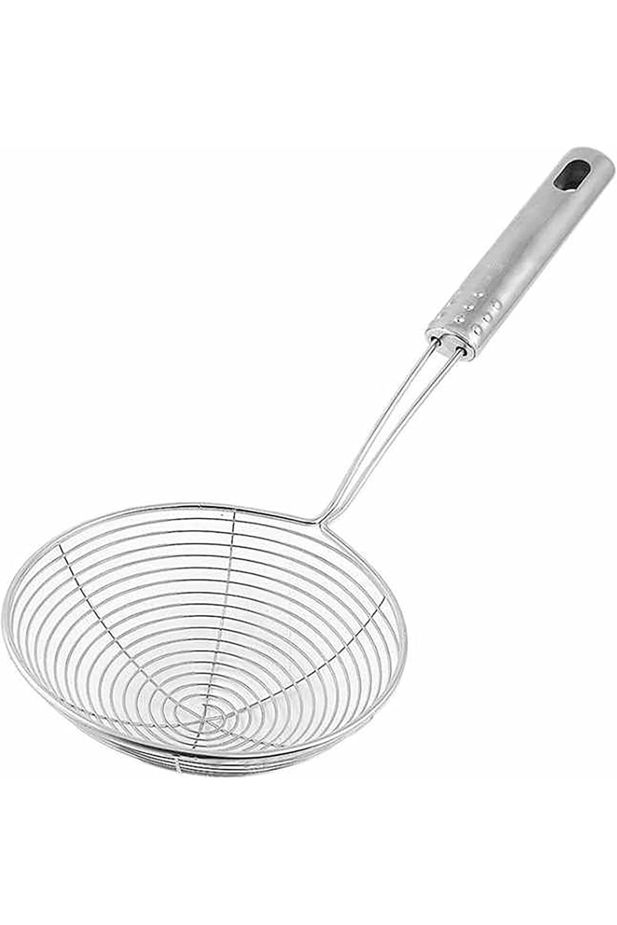 MCreative Metal Kevgir, 14-16 cm Çap, Uzun Saplı, Mutfak Süzgeci, Gümüş (16 cm)
