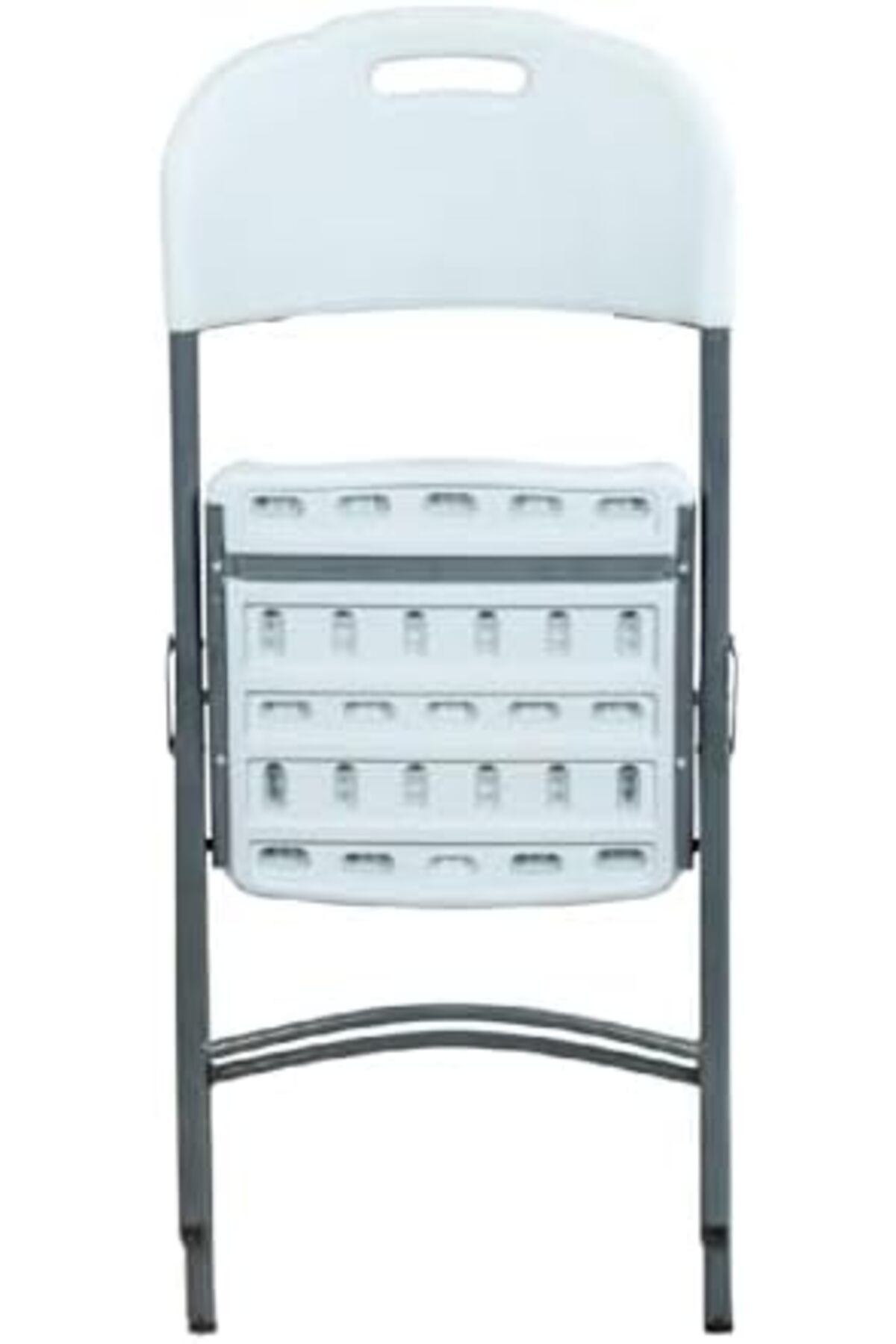 كرسي تخييم ورحلات قابل للطي – بلاستيك قوي أرجل معدنية – سهل الحمل ومريح يتحمل حتى 200 كجم – ابيض