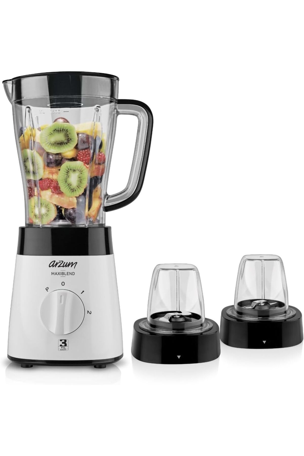 MCreative AR1057 Maxiblend Sürahi Blender, 500W, 1.5L Hacim, Paslanmaz Çelik Bıçak, Beyaz