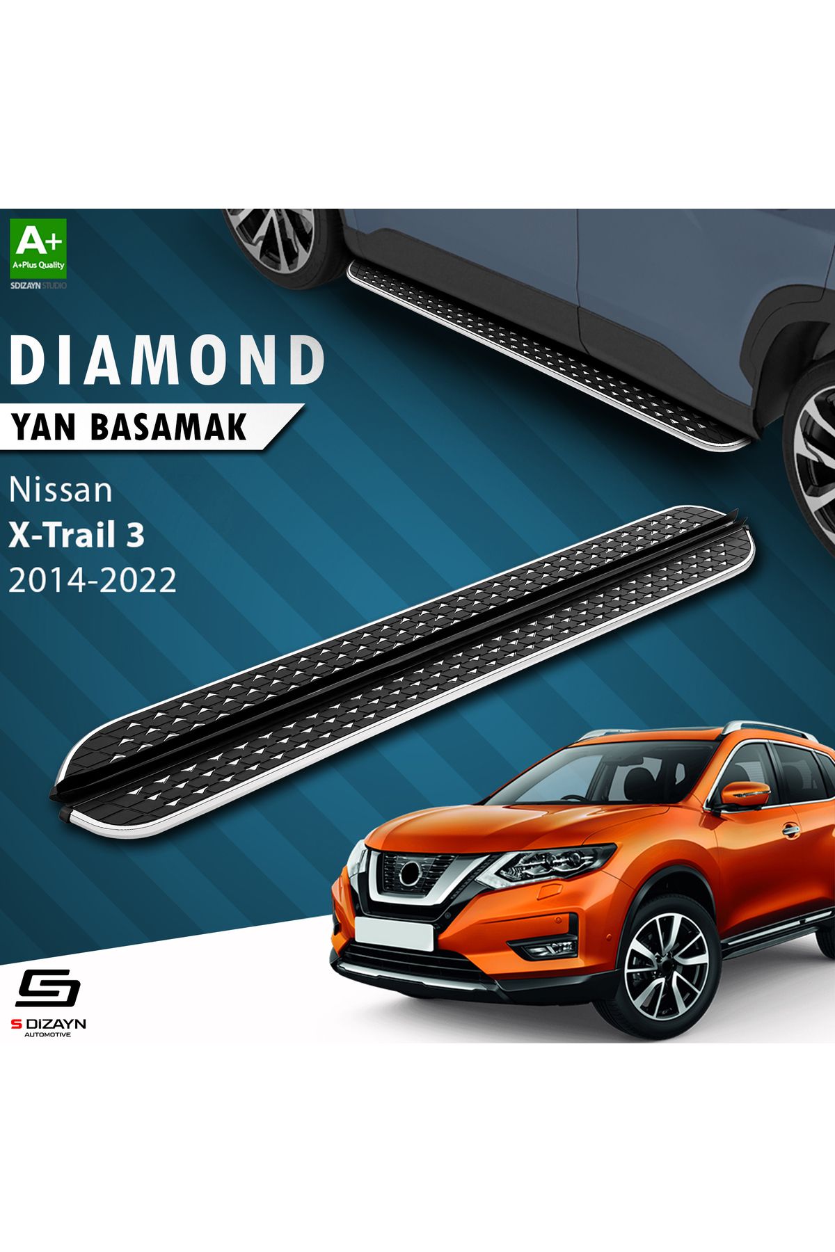 Life Tuning S-Dizayn Nissan X-Trail T32 Diamond Krom Yan Basamak 183 Cm 2014-2022 A+ Kalite