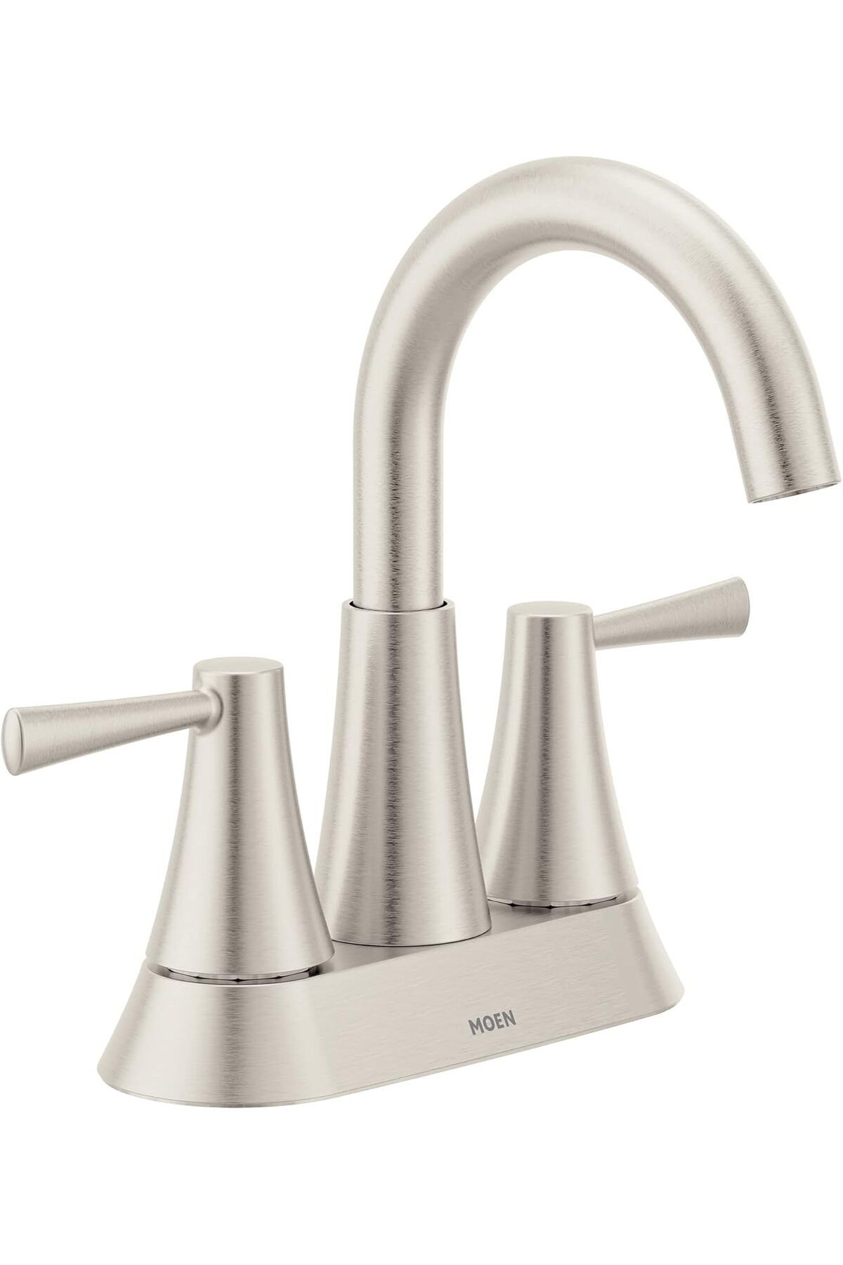 MCreative 84022SRN Ronan İki 4 "Centerset Modern Musluk, Push-Down Drenajlı, 1 Saplı, Spot Dirençli Nikel