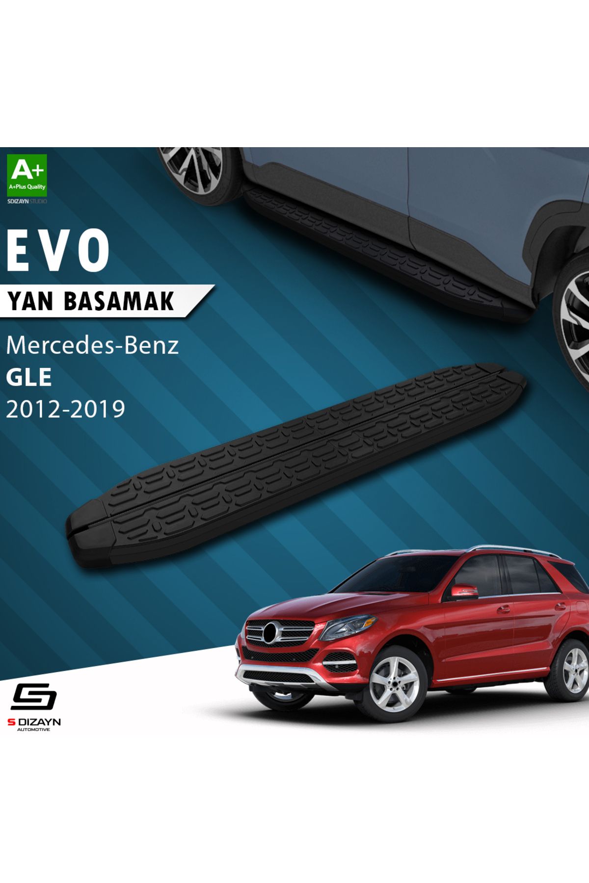 Life Tuning S-Dizayn GLE W166 Evo Siyah Yan Basamak 193 Cm 2012-2019 A+ Kalite