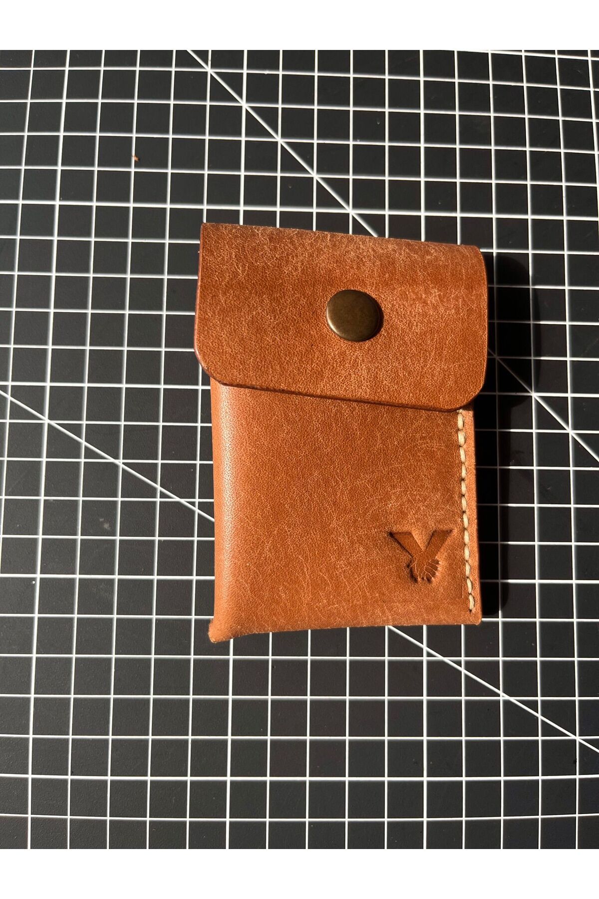 HAT Leather Gerçek İtalyan Derisinden Avuç İçi '' Click'' Kartlık- Natural