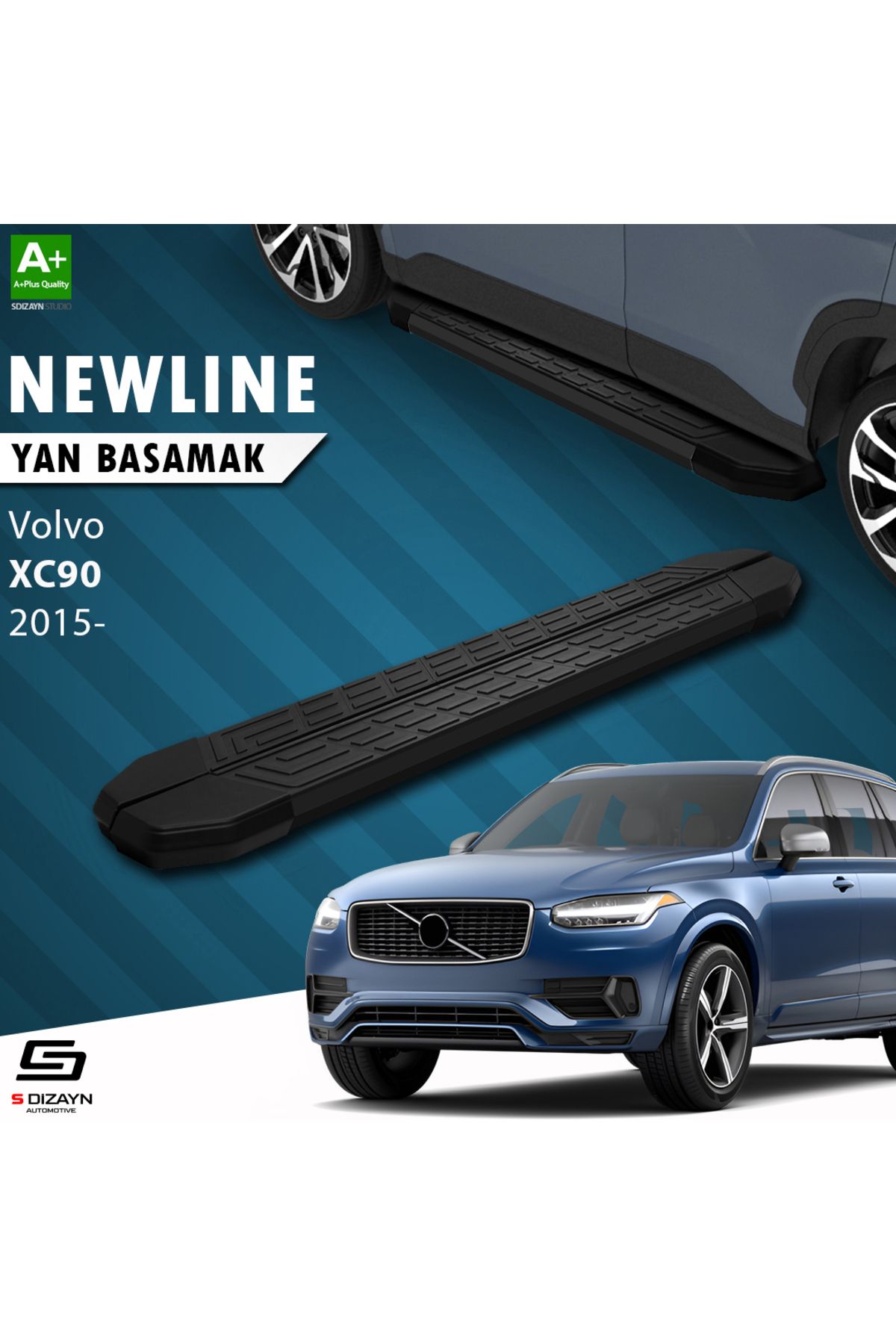 Life Tuning S-Dizayn Volvo XC90 2 NewLine Siyah Yan Basamak 193 Cm 2015 Üzeri A+ Kalite