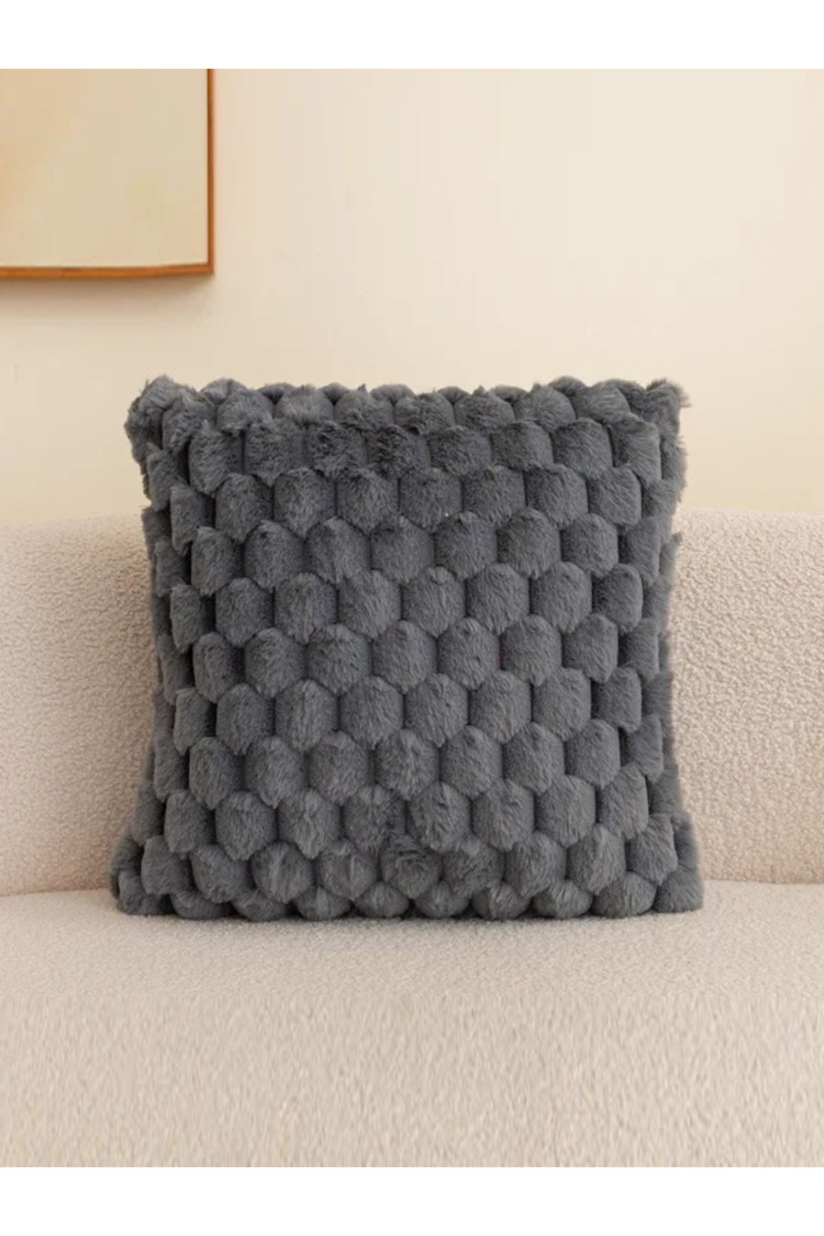 by ballı biocotton Peluş Tavşan Tüyü Kırlent Kılıfı 45x45 Yumuşak Peluş Kırlent