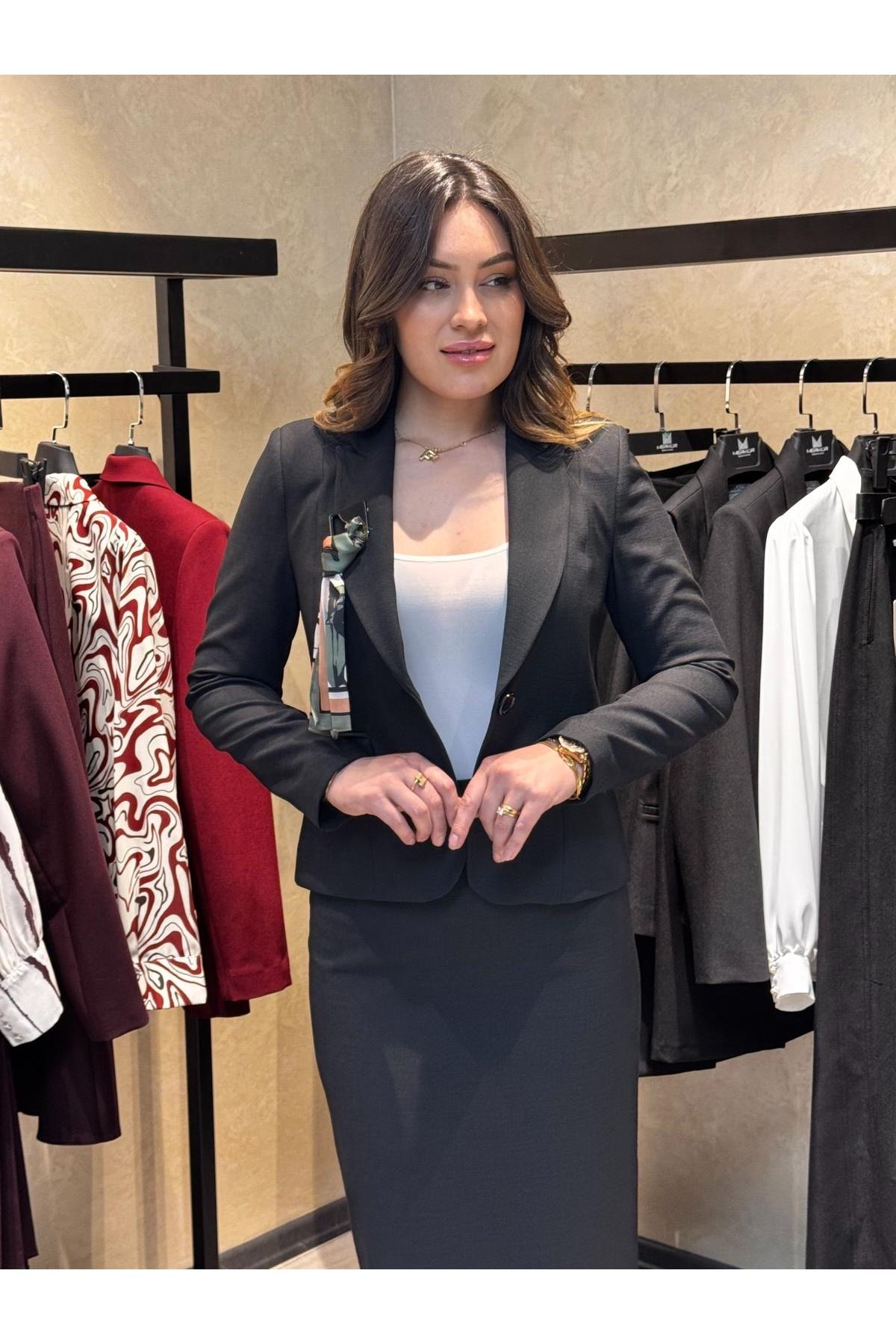 Merkür Kadın Blazer Ceket & Kalem Etek Takım