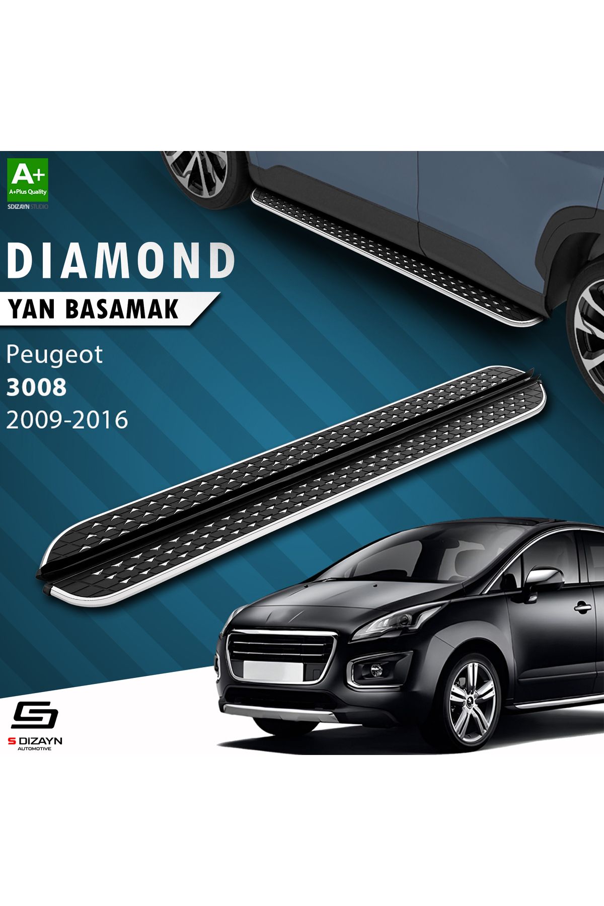 Life Tuning S-Dizayn Peugeot 3008 Diamond Krom Yan Basamak 183 Cm 2009-2016 A+ Kalite