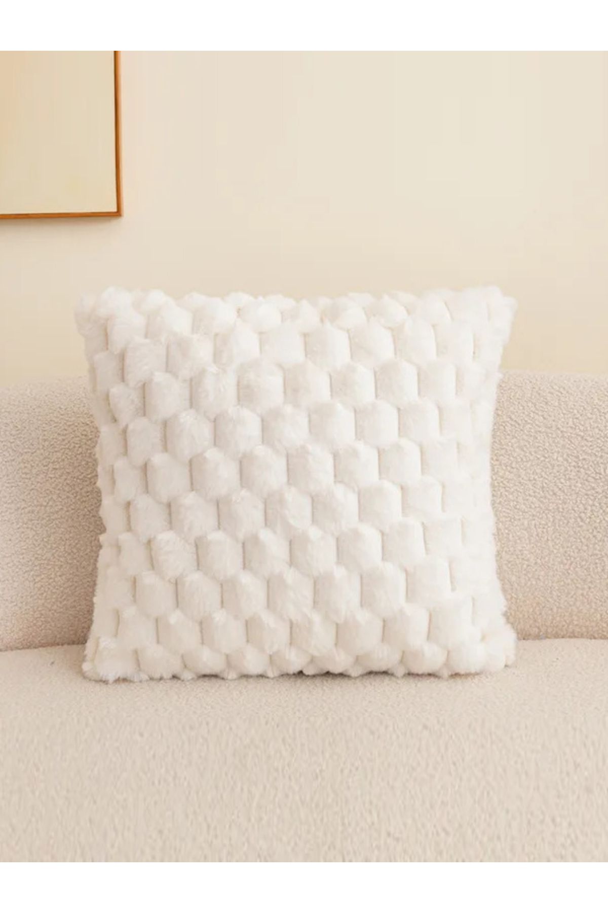 by ballı biocotton Peluş Tavşan Tüyü Kırlent Kılıfı 45x45 Yumuşak Peluş Kırlent