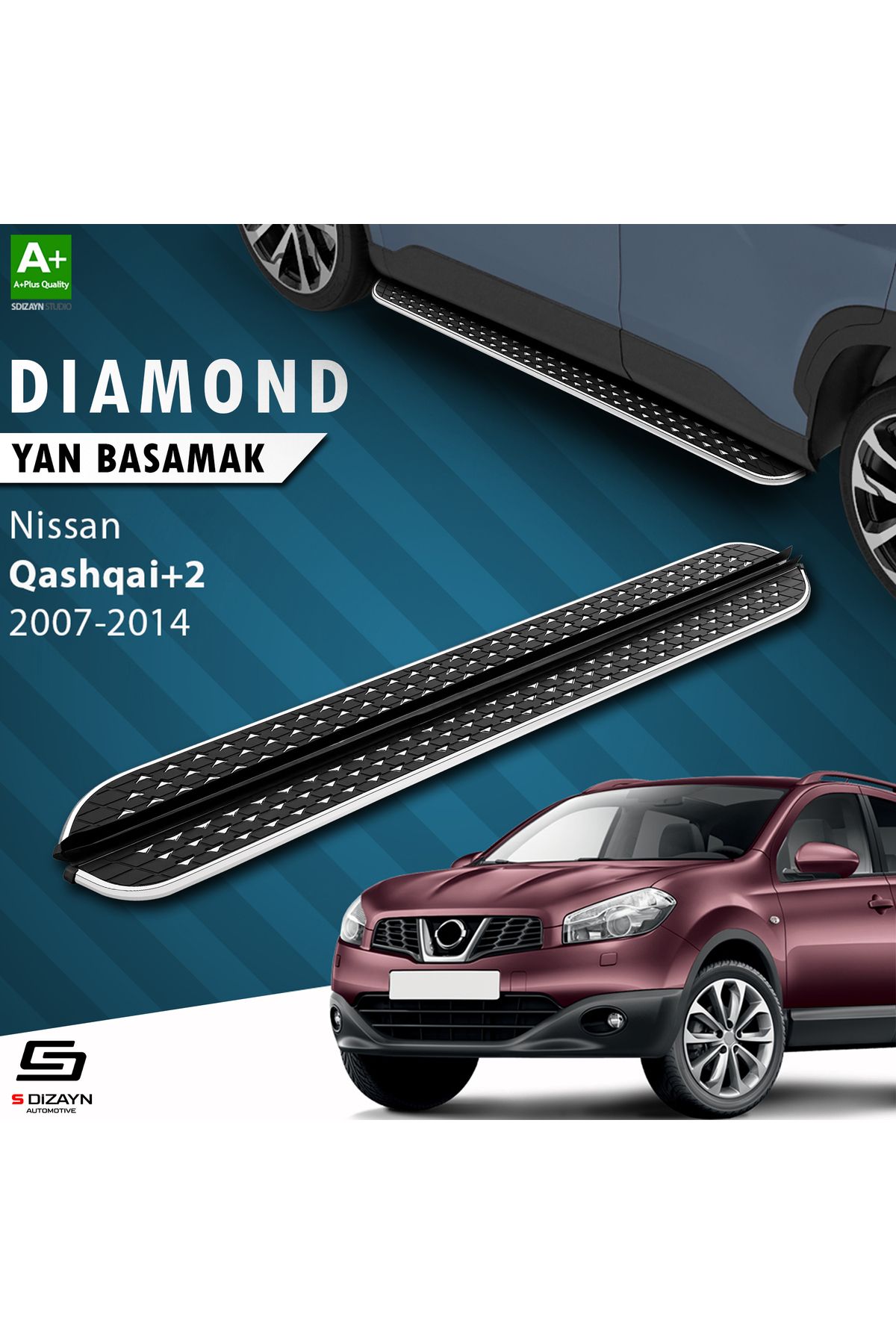 Life Tuning S-Dizayn Nissan Qashqai +2 Diamond Krom Yan Basamak 183 Cm 2007-2014 A+ Kalite