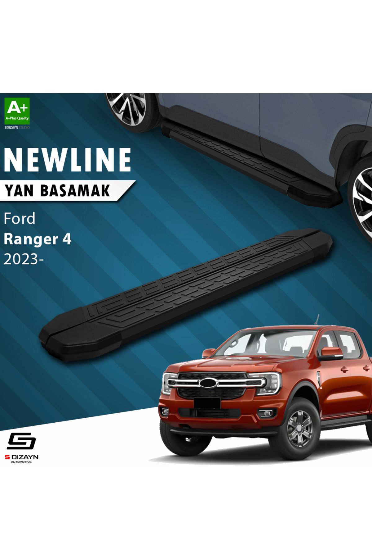 Life Tuning S-Dizayn Ford Ranger 4 NewLine Siyah Yan Basamak 203 Cm 2023 Üzeri A+ Kalite