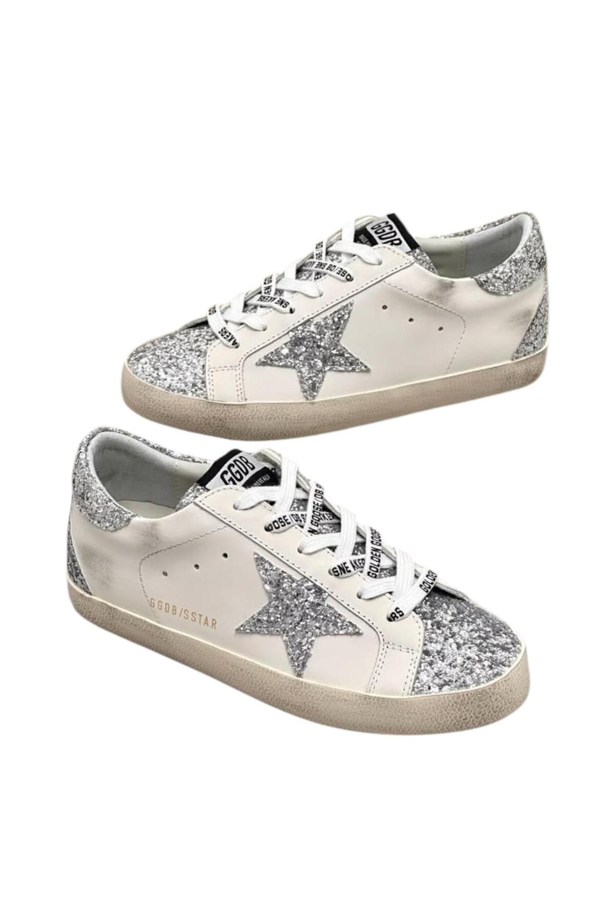 Globalux Women's Super -Star- Gldn Goose Glitter Sneaker - Coarse Glitter Laces - Kadın Ayakkabı Sneakers