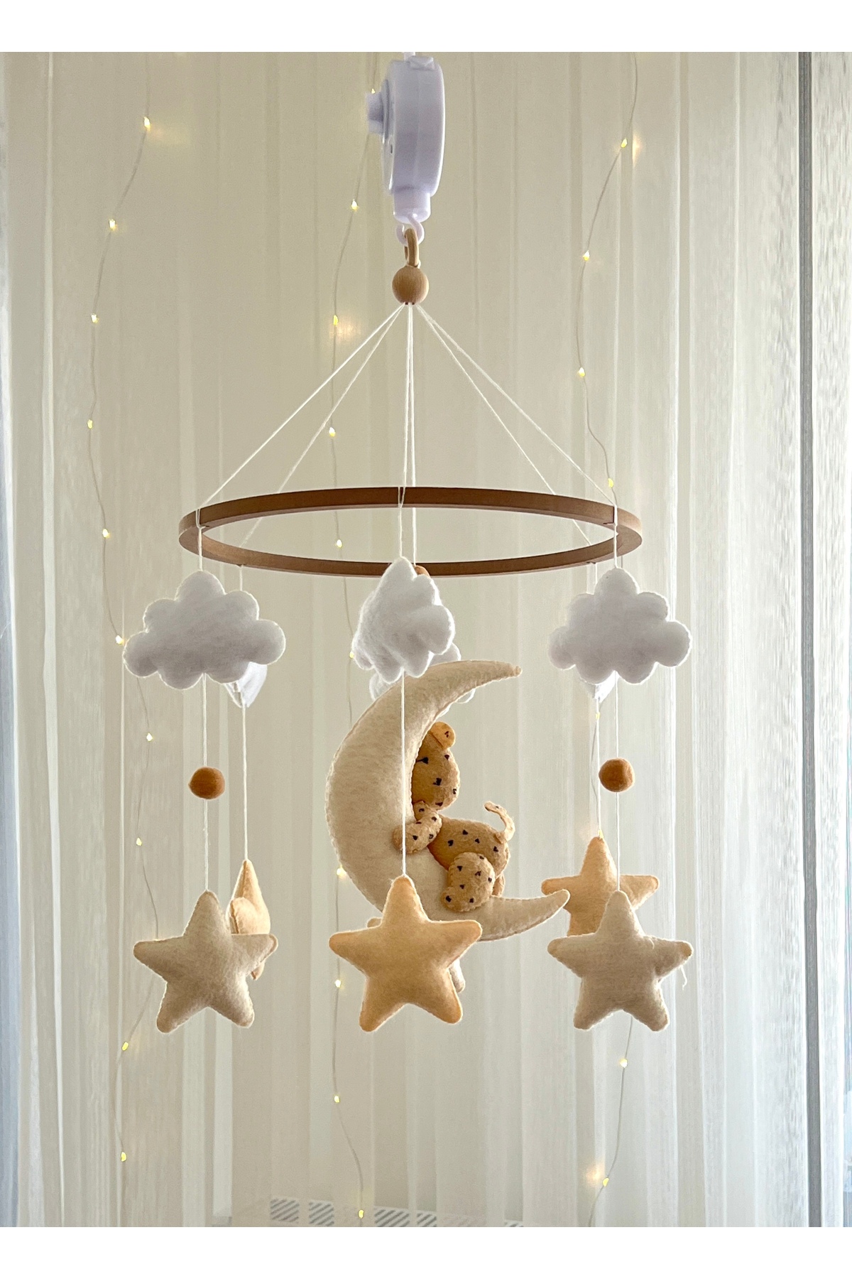 SefDen Lazer Kesim Atölyesi Ayıcık Figürlü Bebek Beşik Süsü Müzikli Beşik Dönencesi fotoğrafı 4 (önizleme)