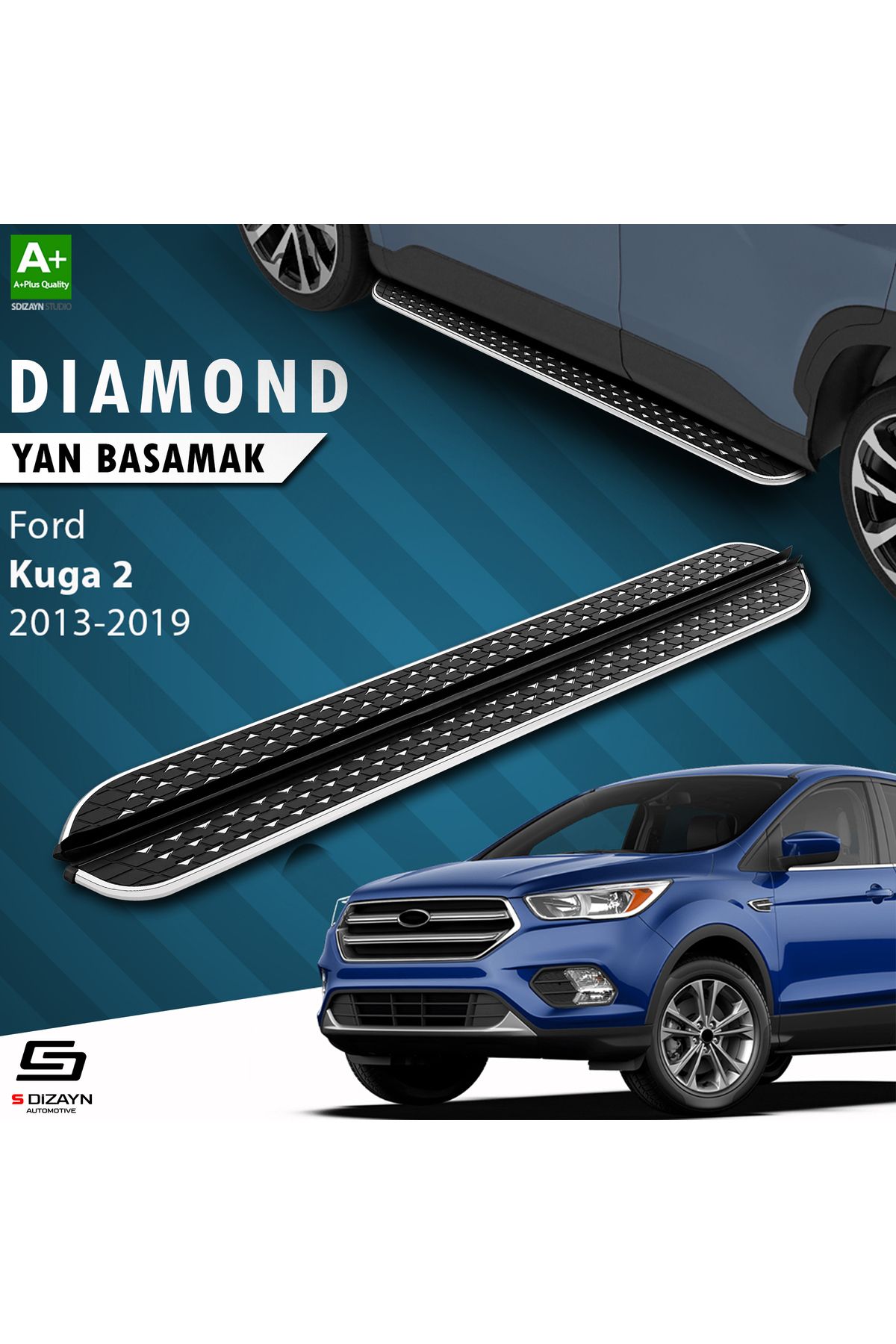 Life Tuning S-Dizayn Ford Kuga 2 Diamond Krom Yan Basamak 183 Cm 2013-2019 A+ Kalite